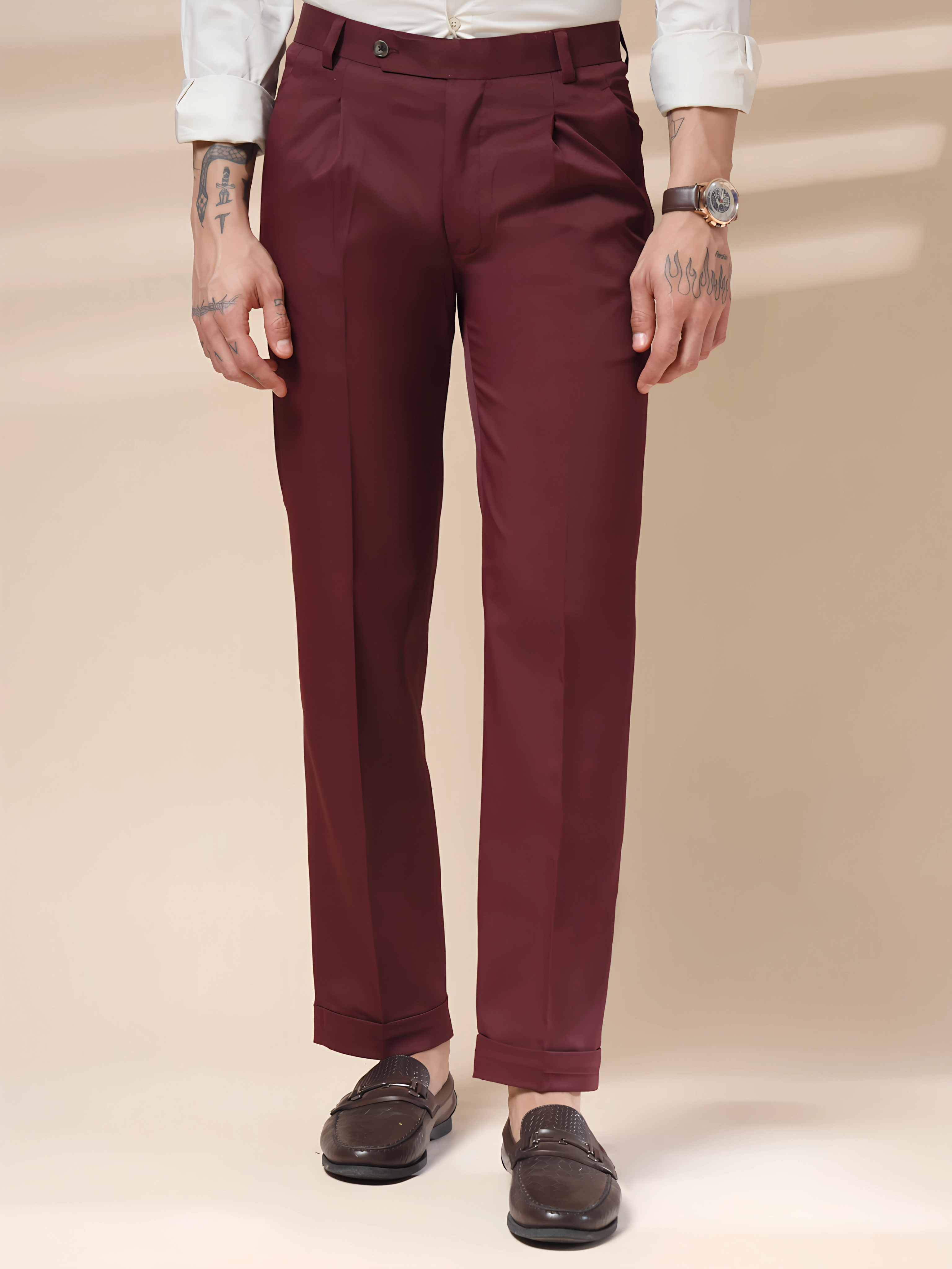 Wine Men Pleated Trouser by ITALIAN VEGA®