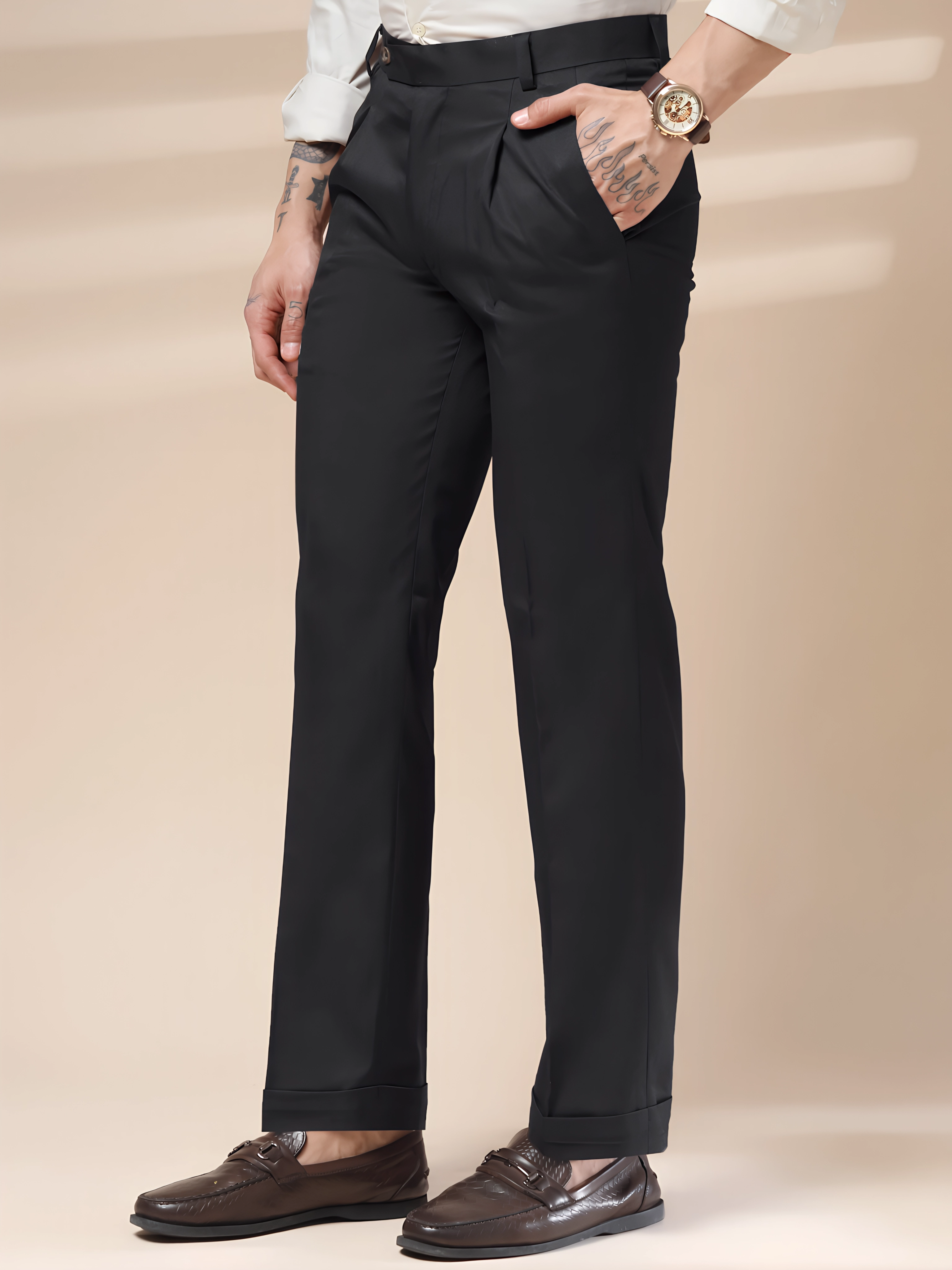 Black Men Pleated Trouser by ITALIAN VEGA®