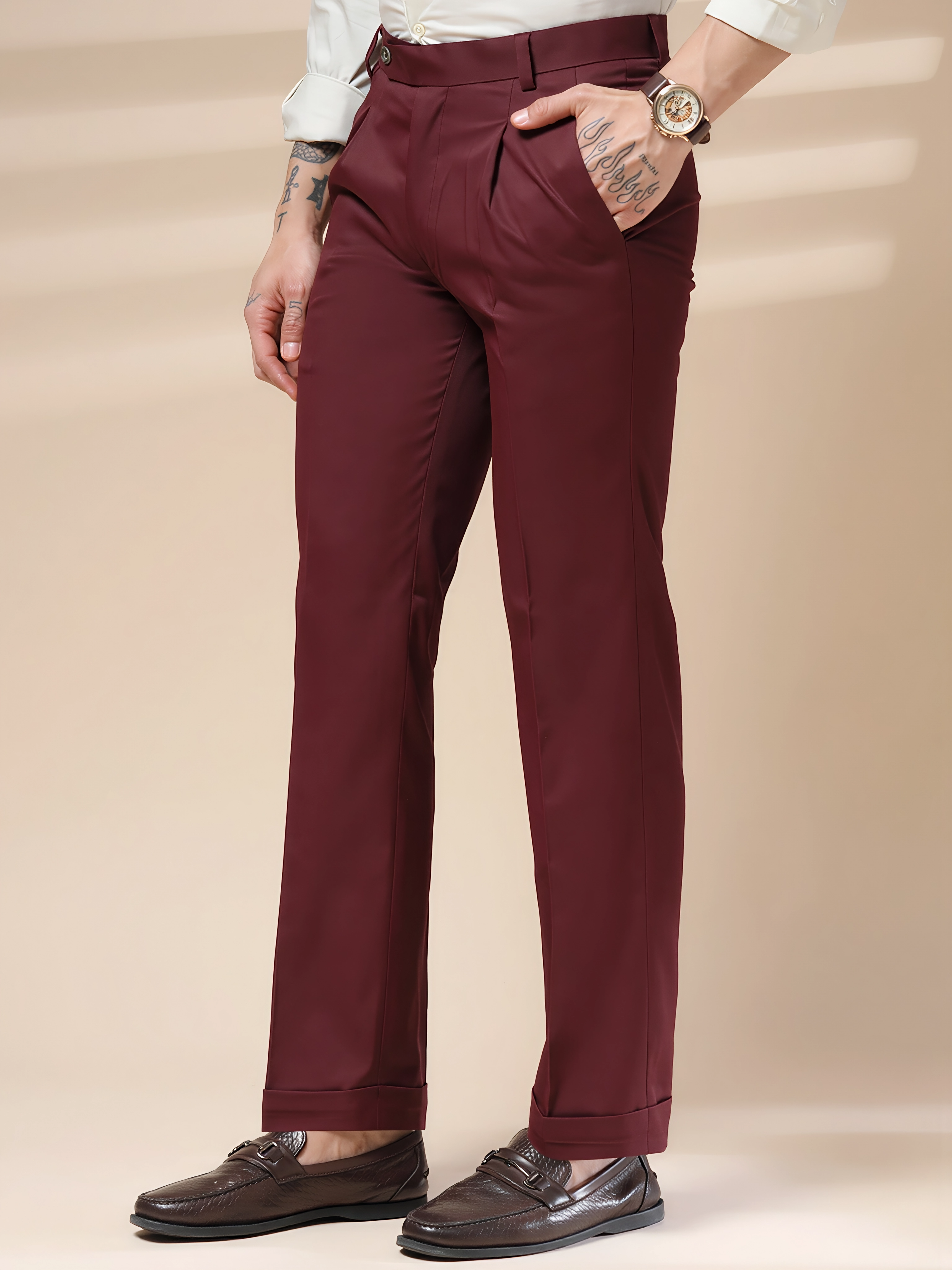 Wine Men Pleated Trouser by ITALIAN VEGA®
