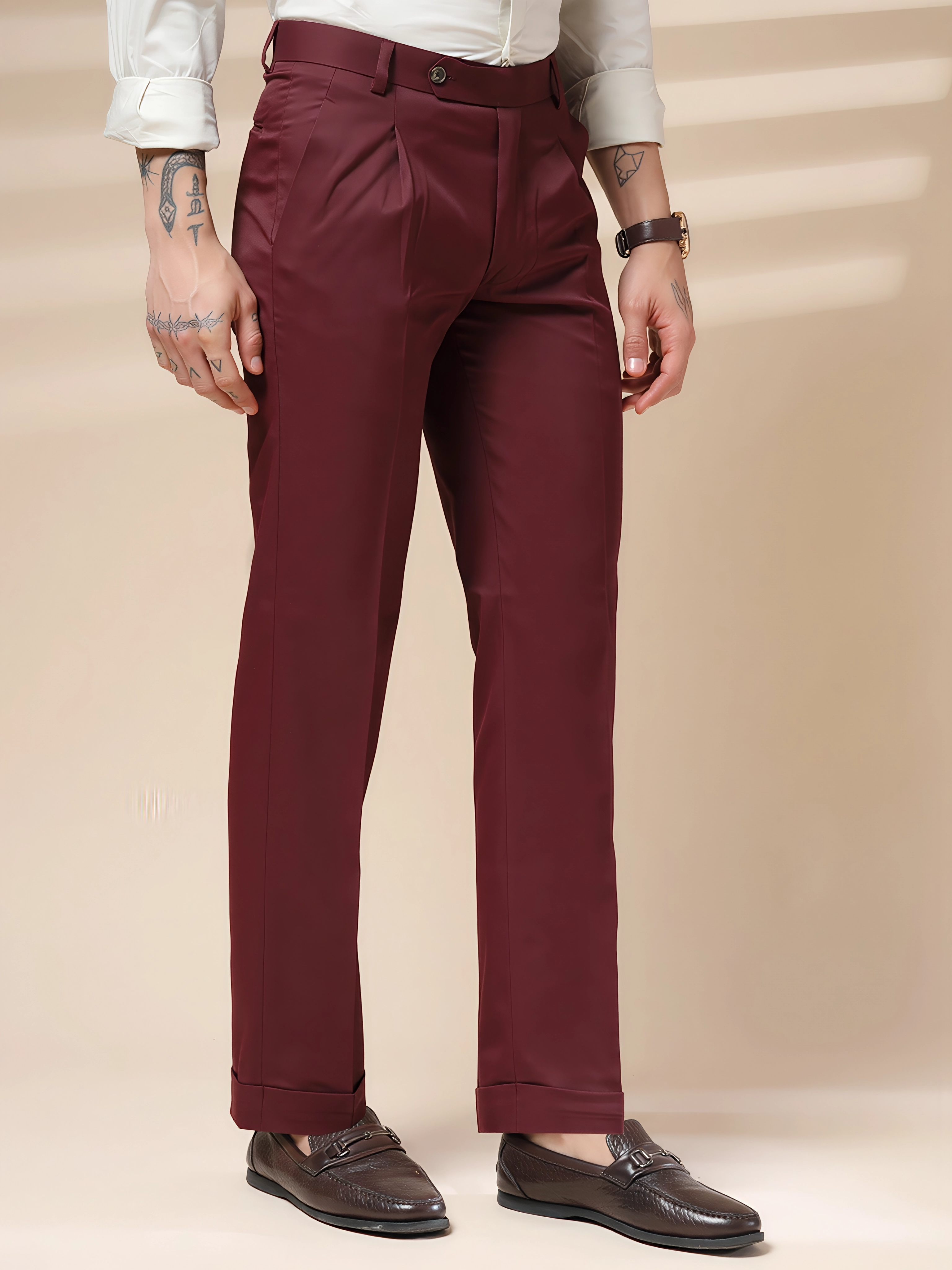 Wine Men Pleated Trouser by ITALIAN VEGA®