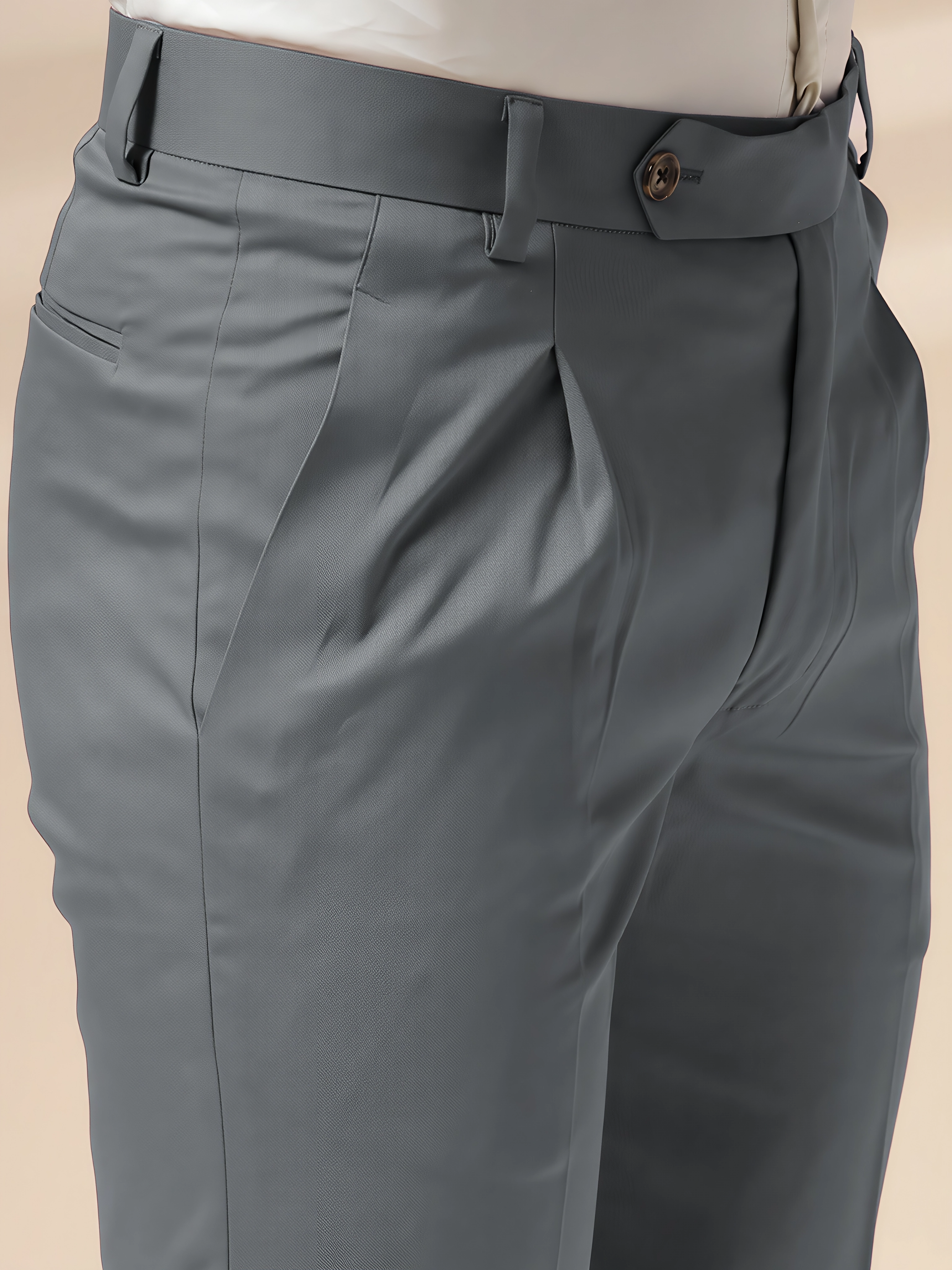 Stone Grey Men Pleated Trouser by ITALIAN VEGA®