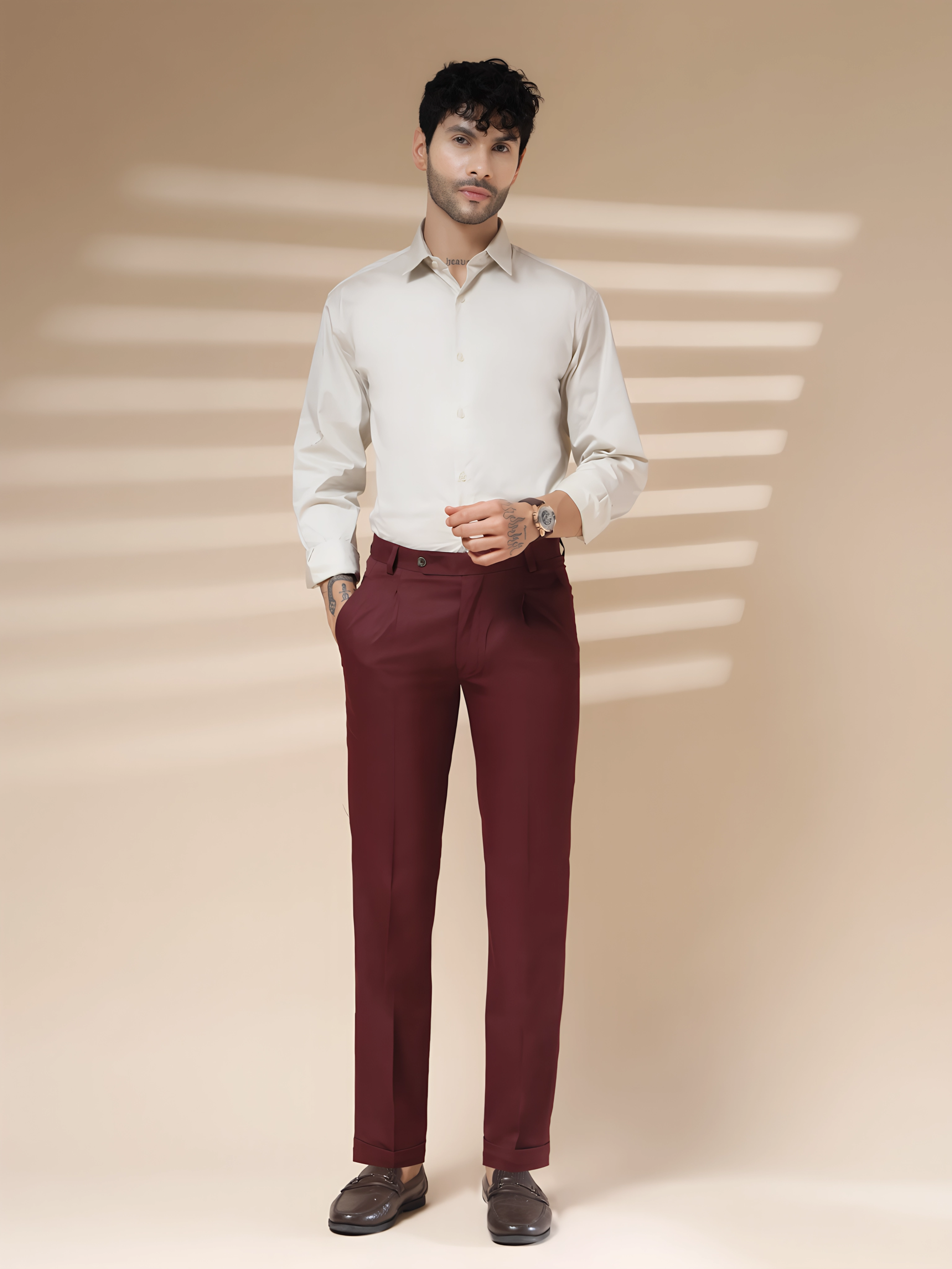 Wine Men Pleated Trouser by ITALIAN VEGA®