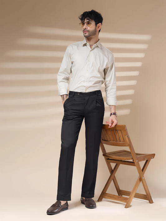 Black Men Pleated Trouser by Italian Vega®