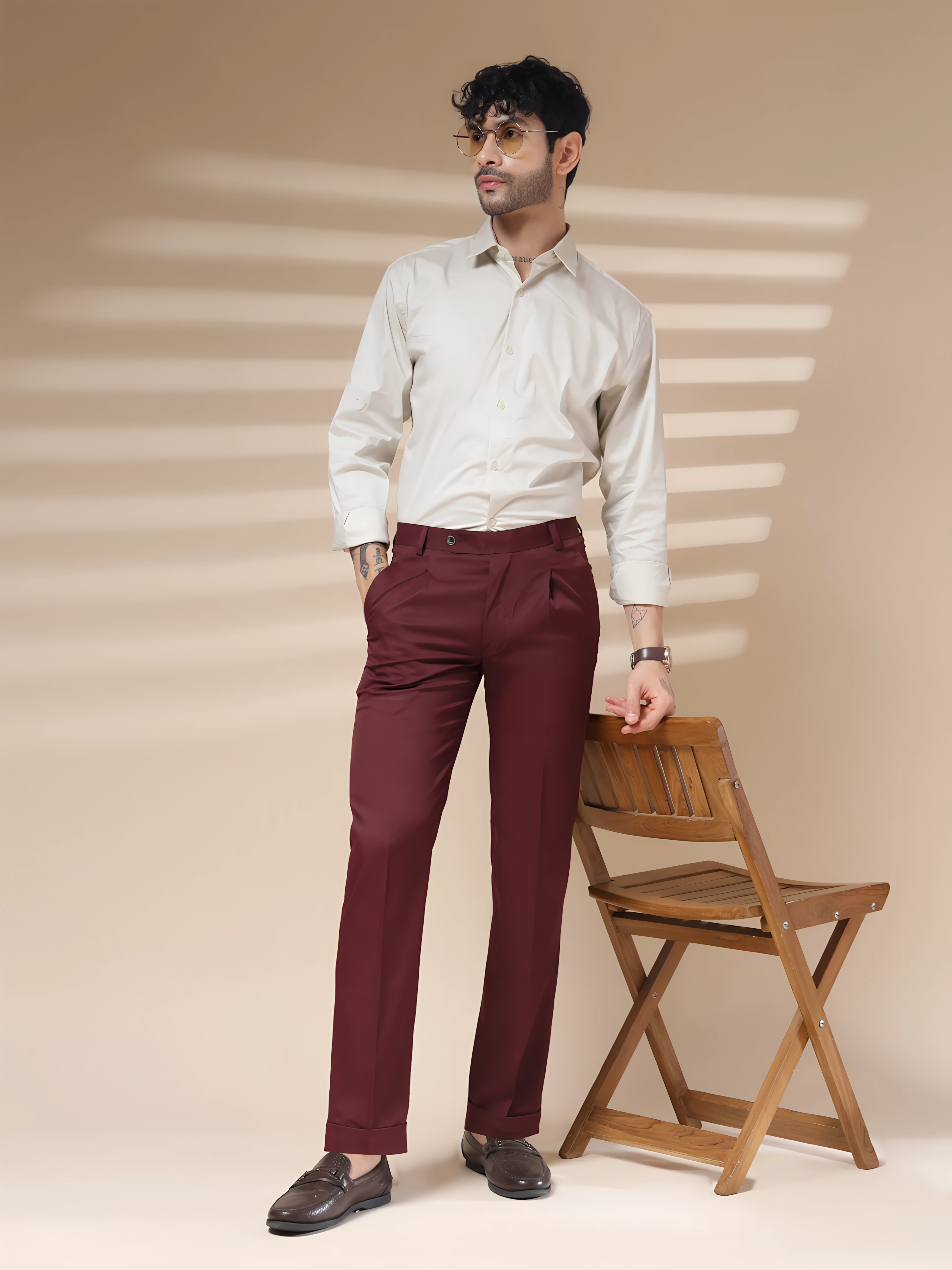 Wine Men Pleated Trouser by ITALIAN VEGA®
