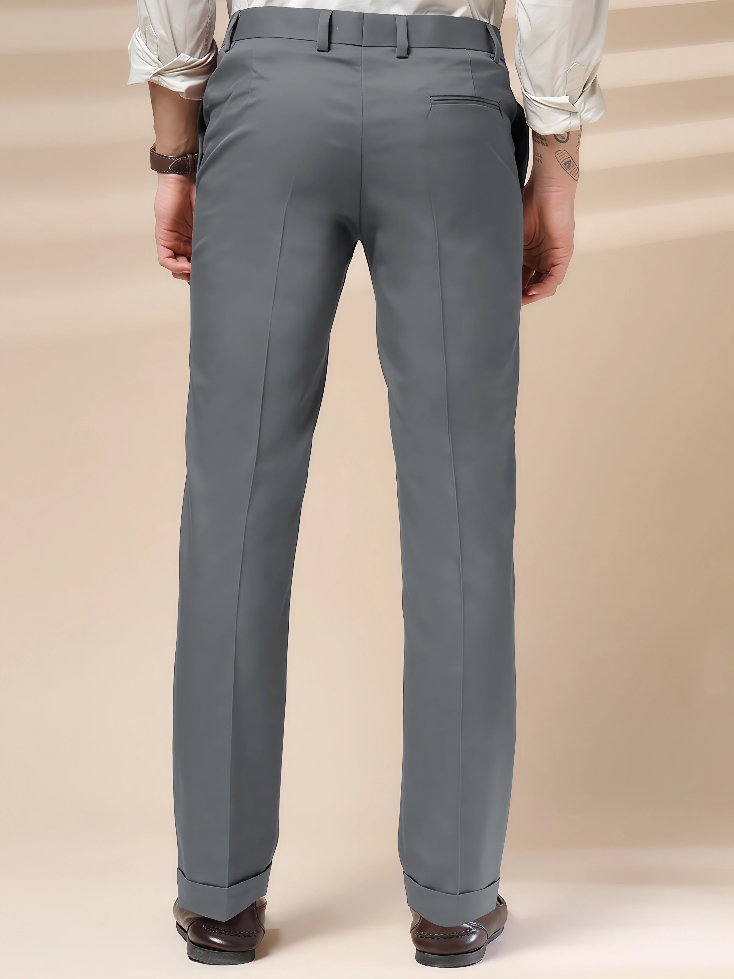Stone Grey Men Pleated Trouser by ITALIAN VEGA®