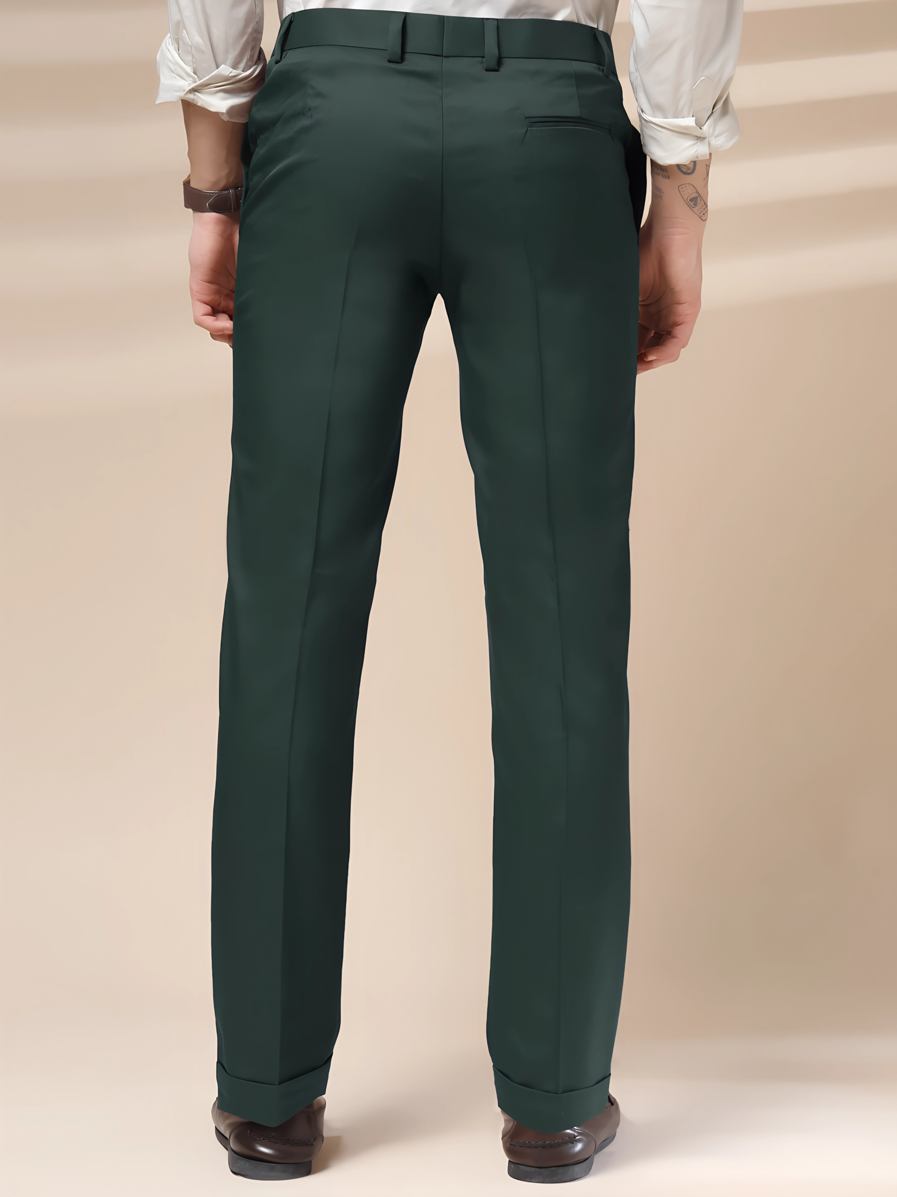 Bottle Green Men Pleated Trouser by ITALIAN VEGA®