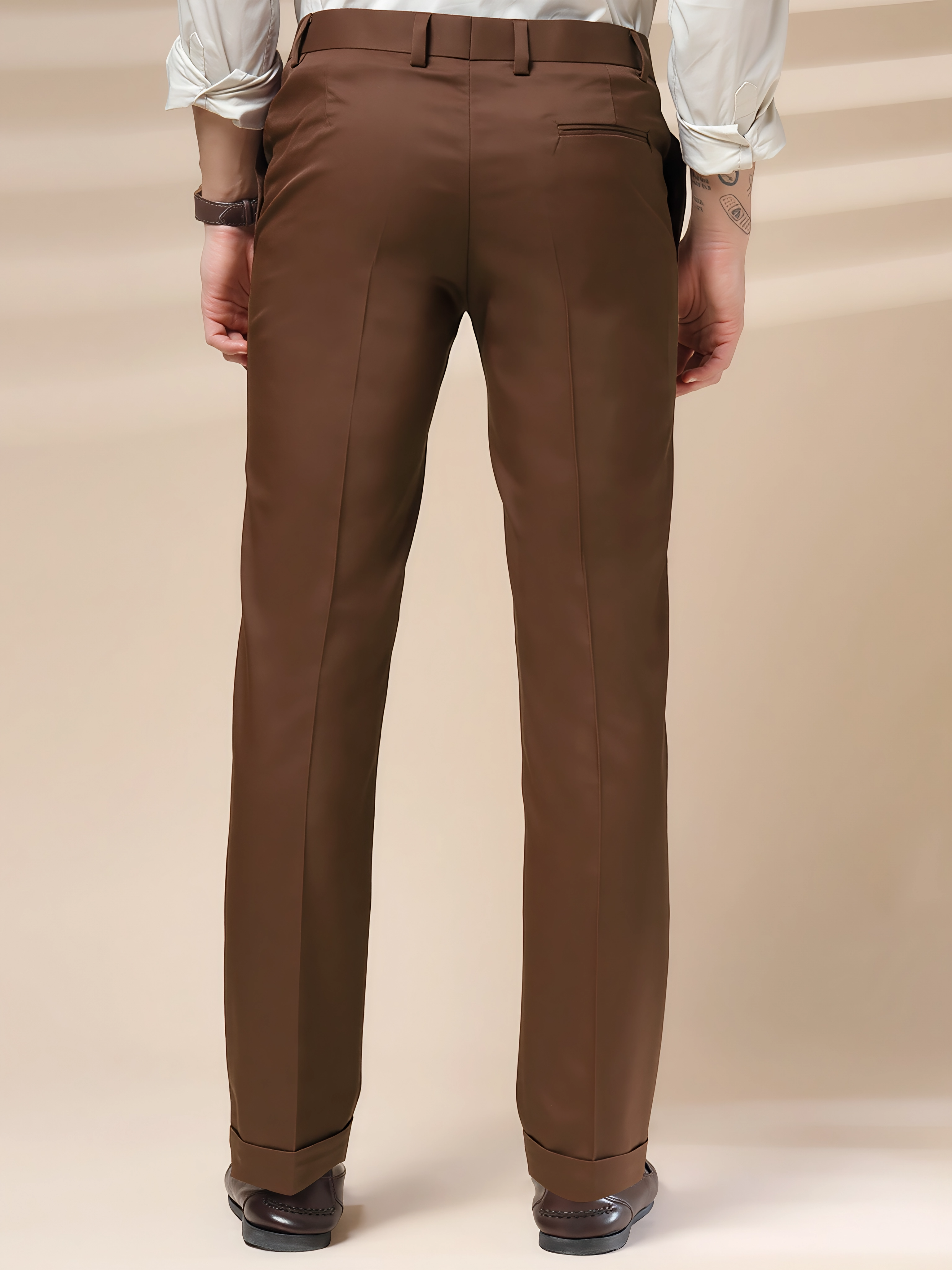 Brown Men Pleated Trouser by ITALIAN VEGA®