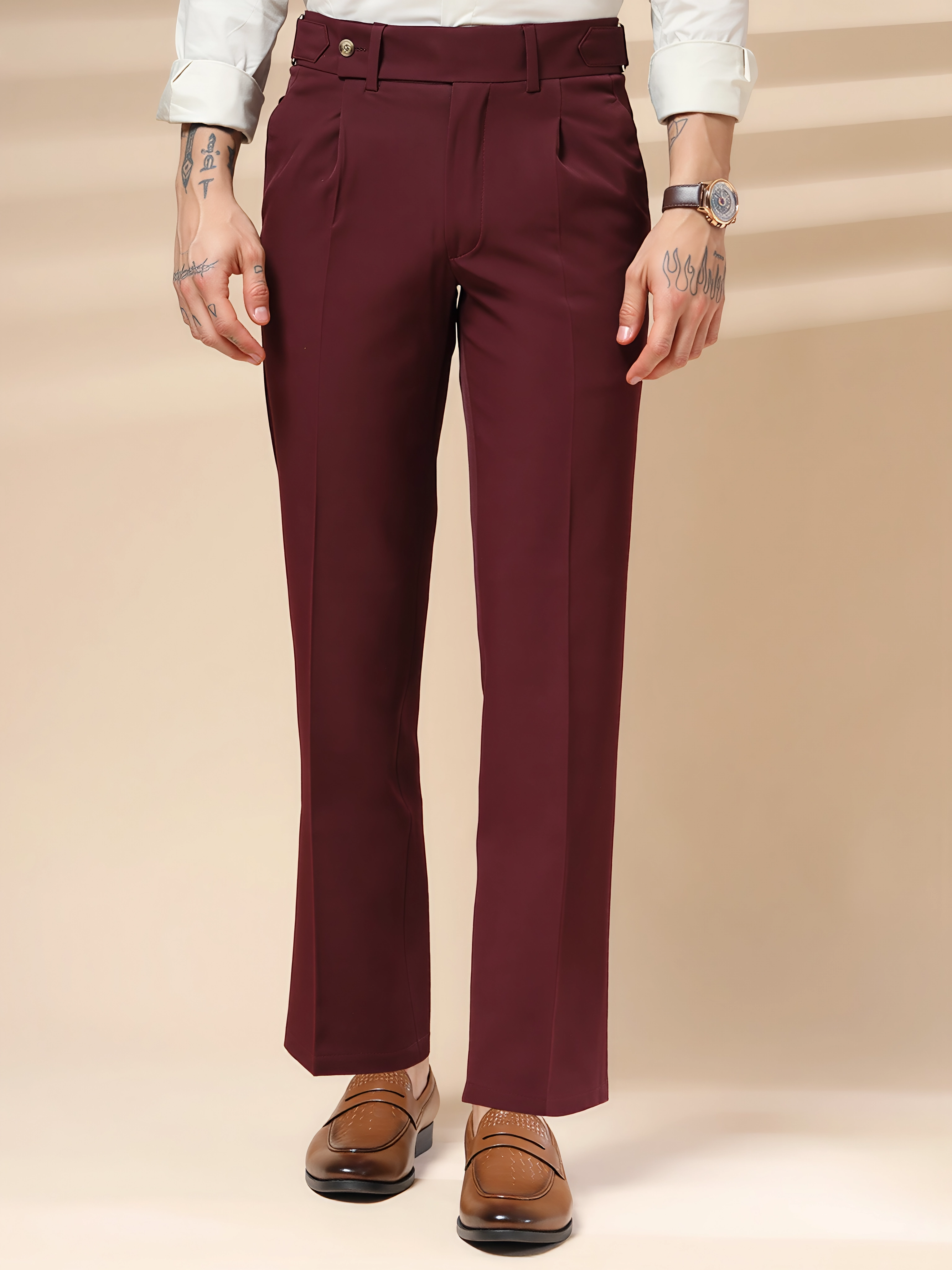 Wine Oxford Gurkha Trouser by ITALIAN VEGA®