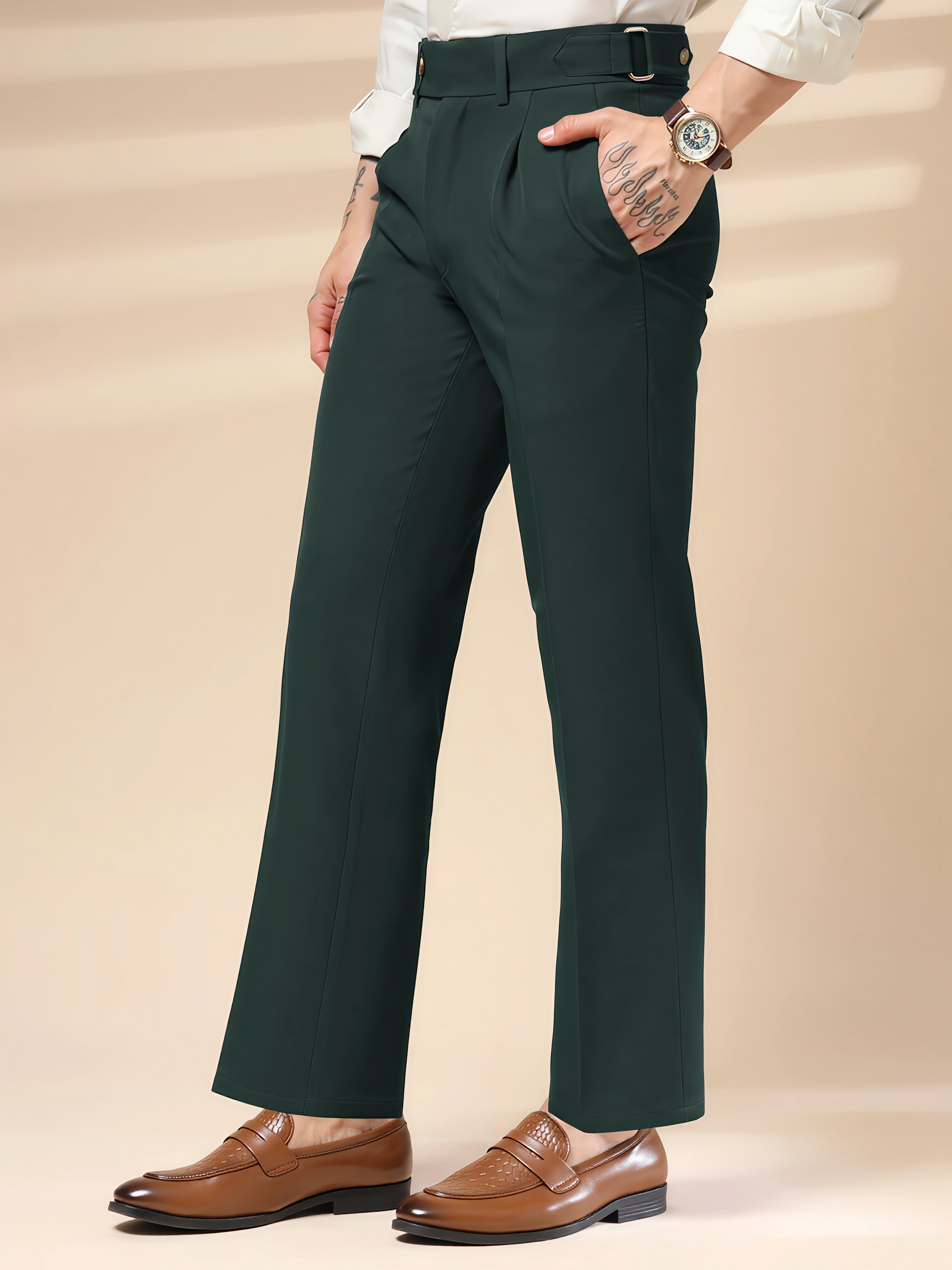 Bottle Green Oxford Gurkha Trouser by ITALIAN VEGA®