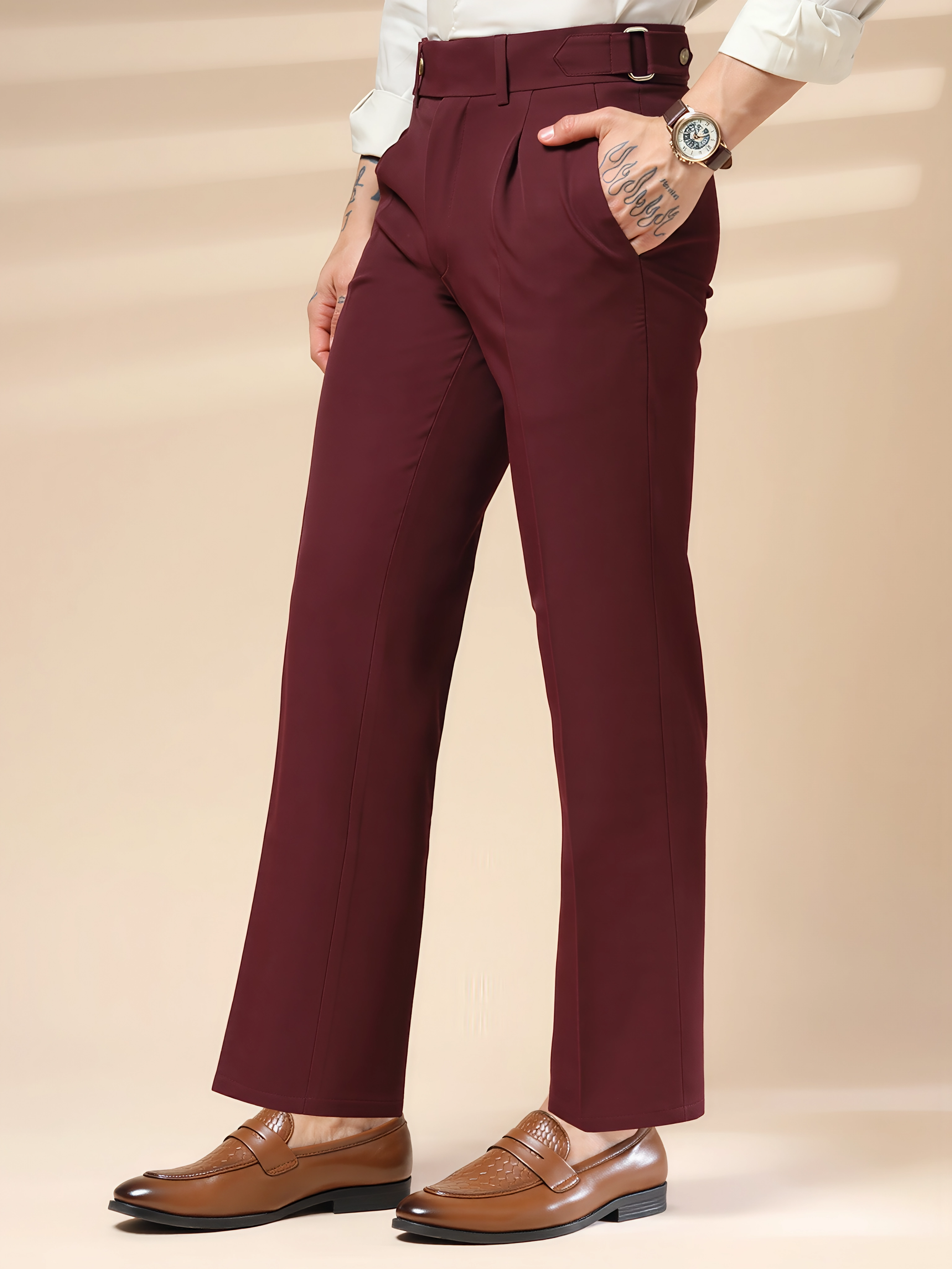 Wine Oxford Gurkha Trouser by ITALIAN VEGA®