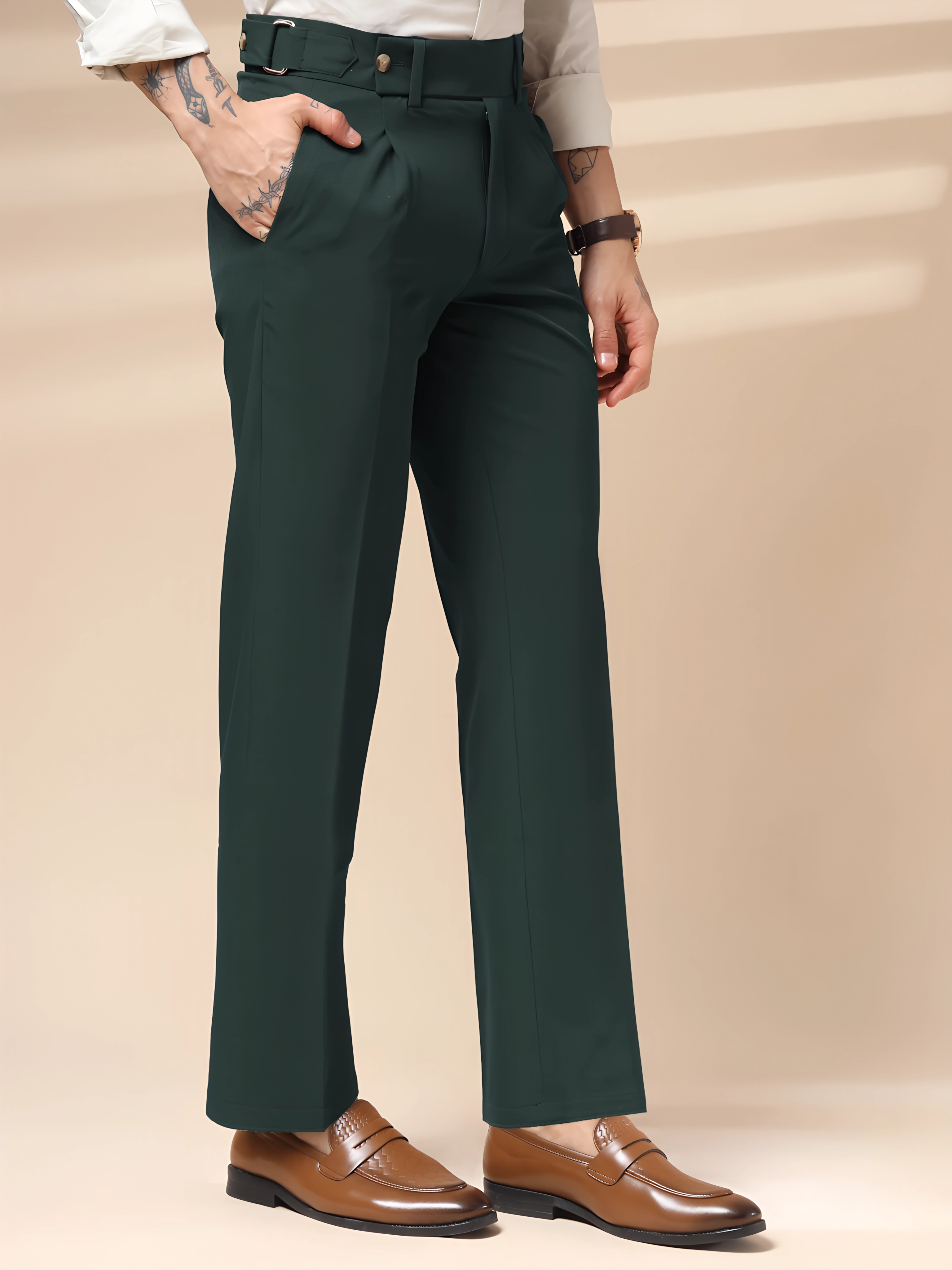Bottle Green Oxford Gurkha Trouser by ITALIAN VEGA®