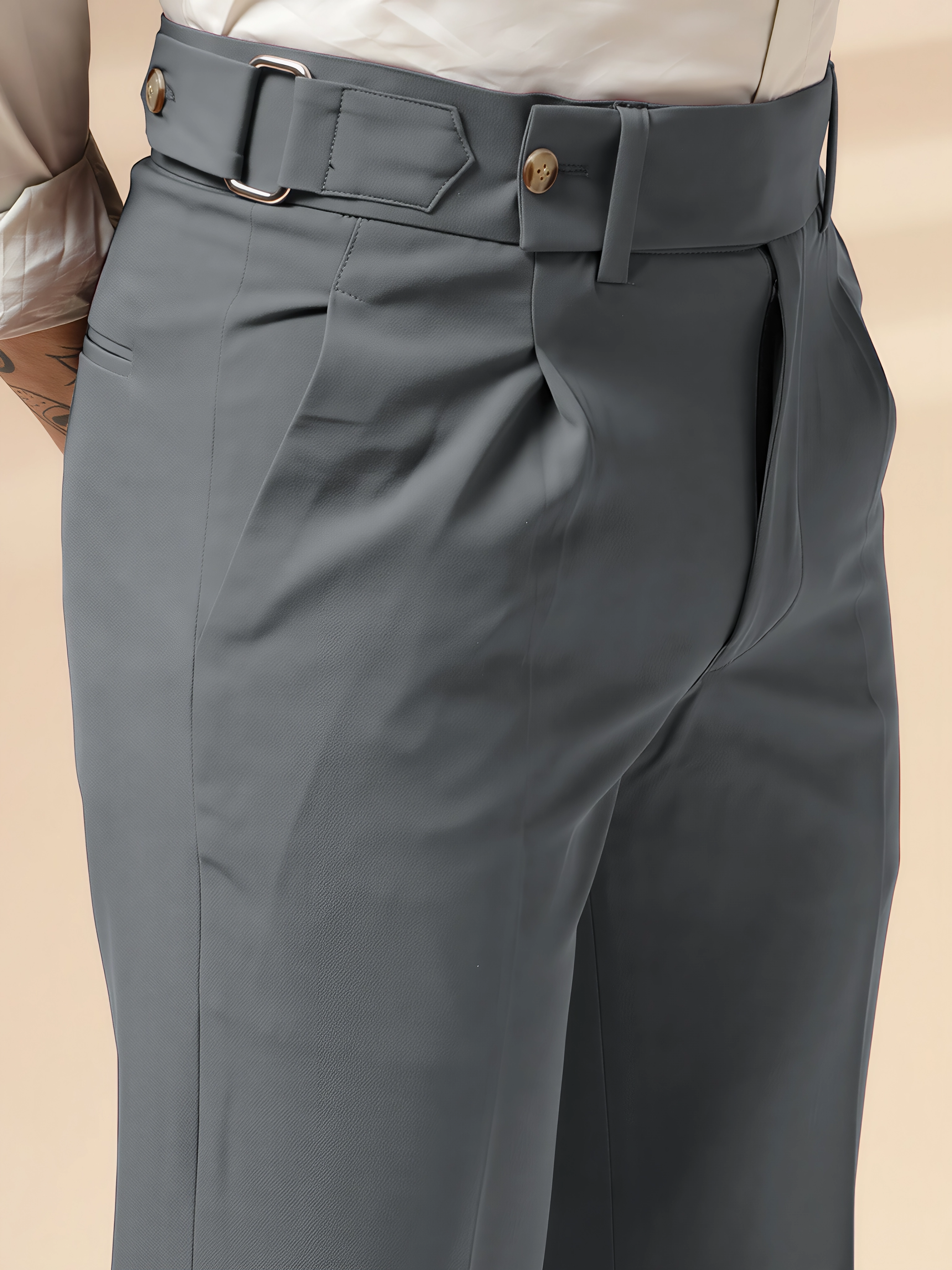 Stone Grey Oxford Gurkha Trouser by ITALIAN VEGA®