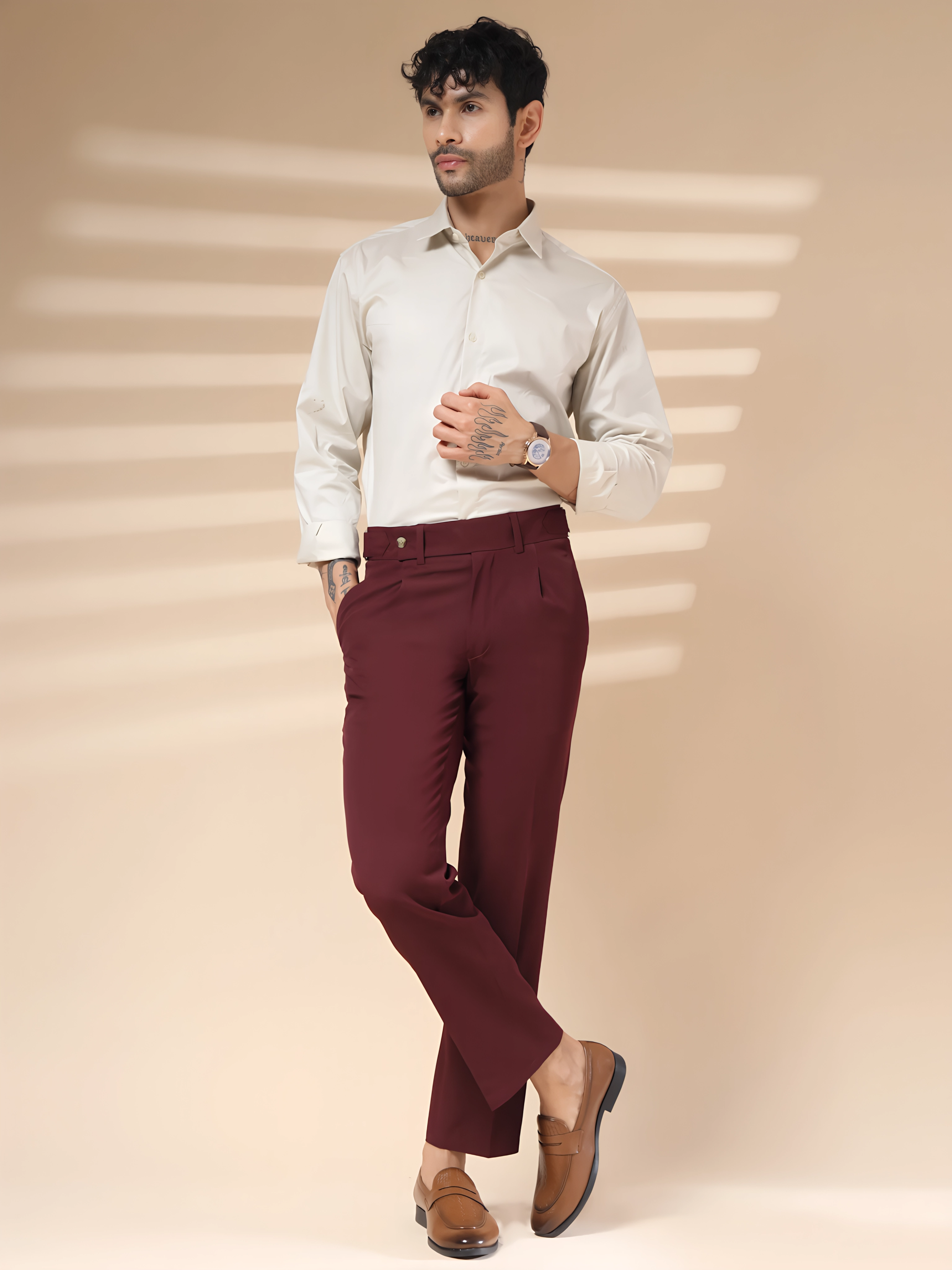 Wine Oxford Gurkha Trouser by ITALIAN VEGA®