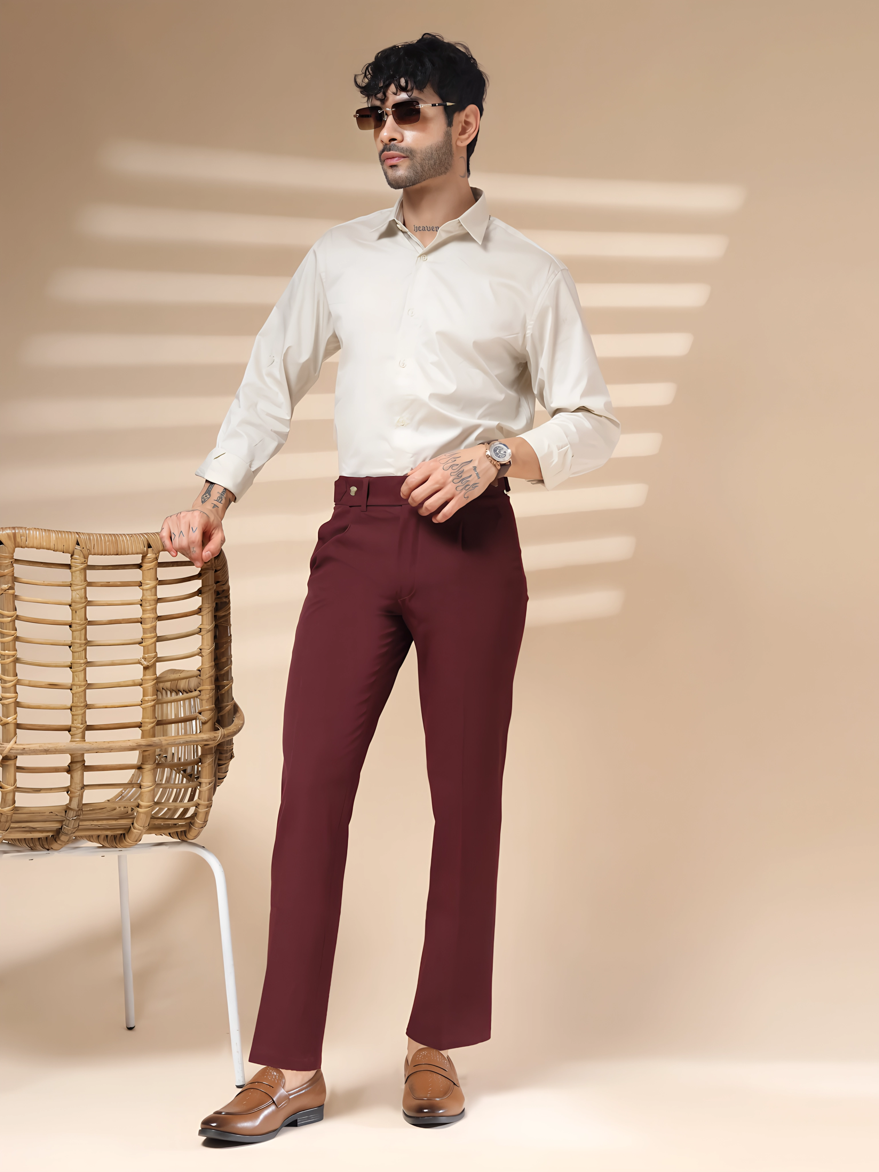 Wine Oxford Gurkha Trouser by ITALIAN VEGA®