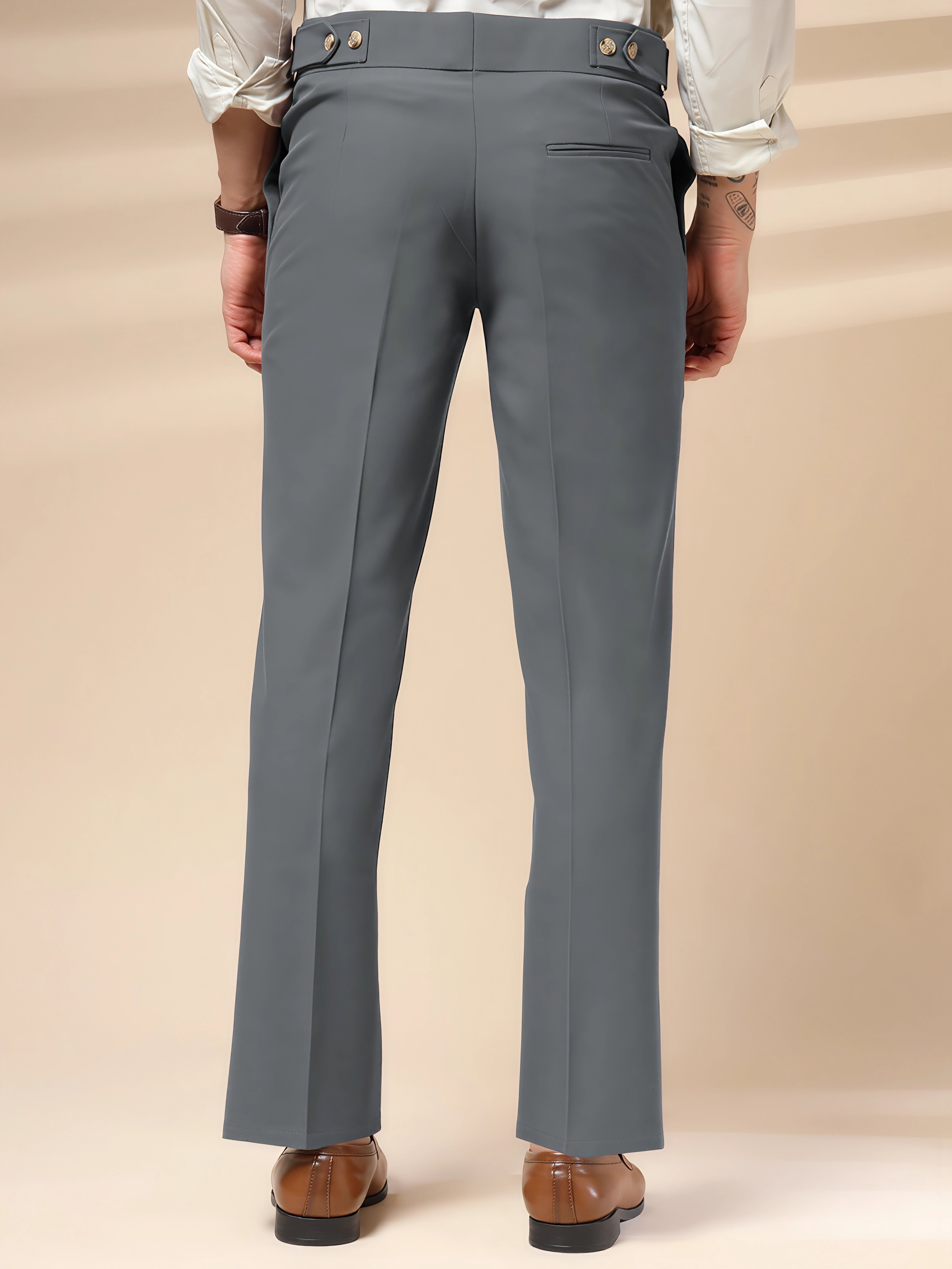 Stone Grey Oxford Gurkha Trouser by ITALIAN VEGA®