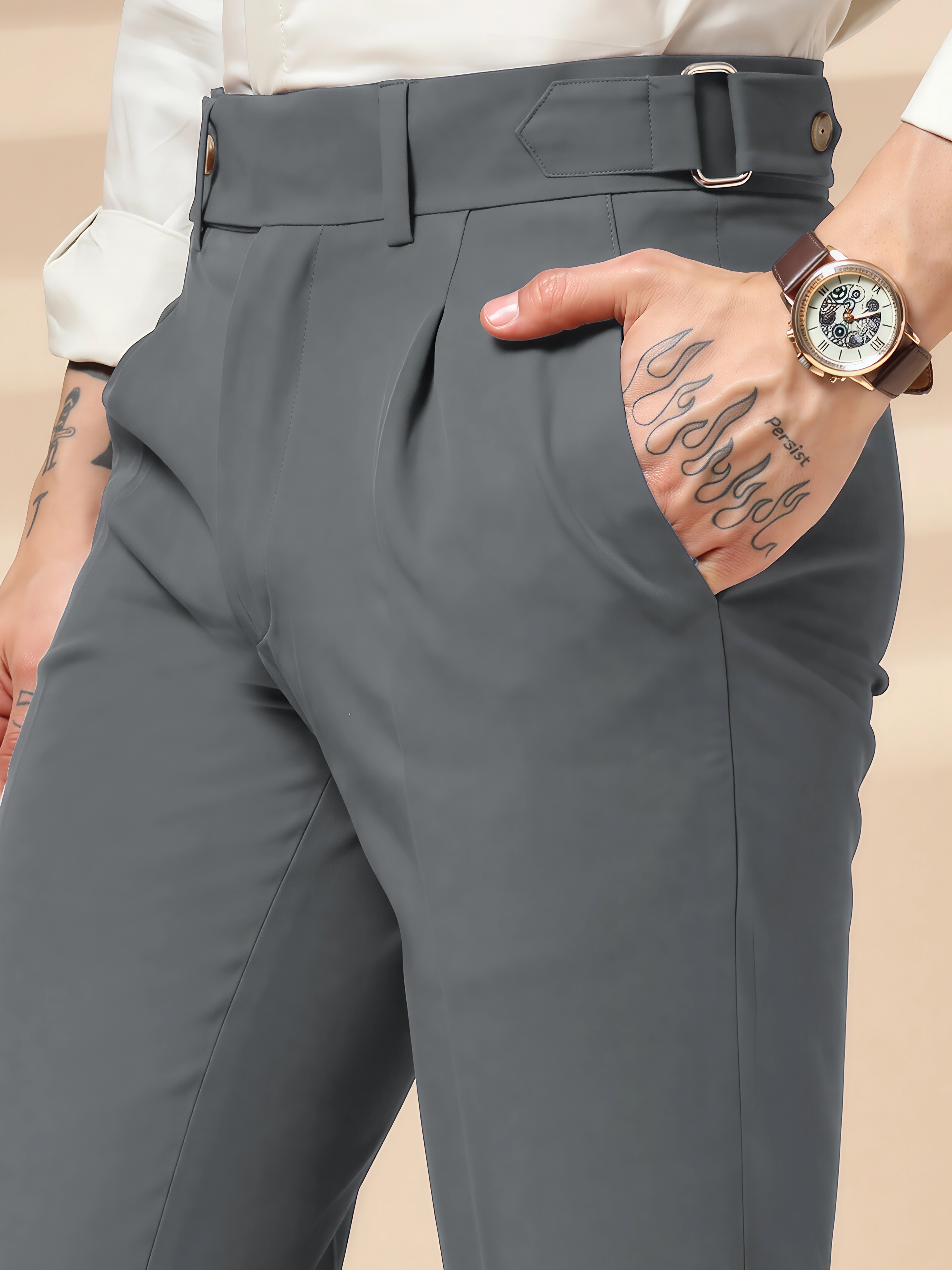 Stone Grey Oxford Gurkha Trouser by ITALIAN VEGA®