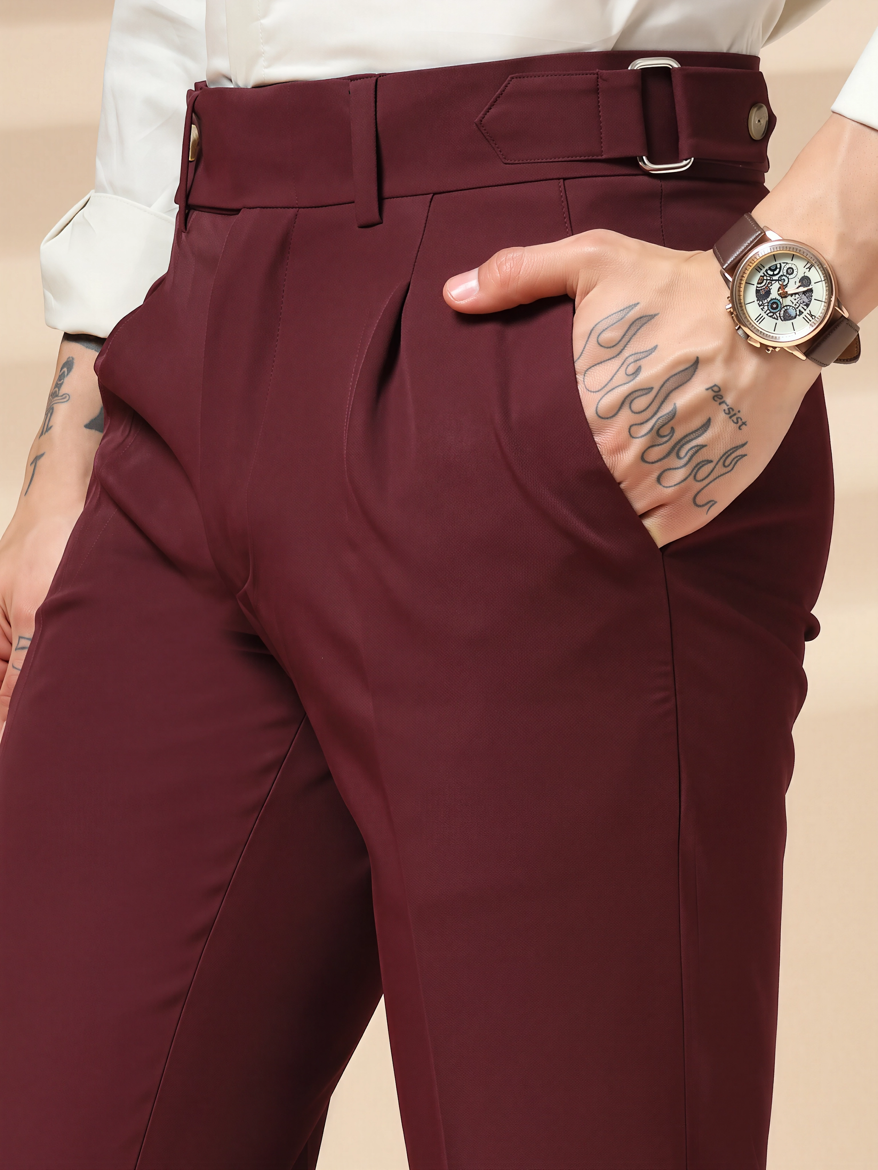 Wine Oxford Gurkha Trouser by ITALIAN VEGA®
