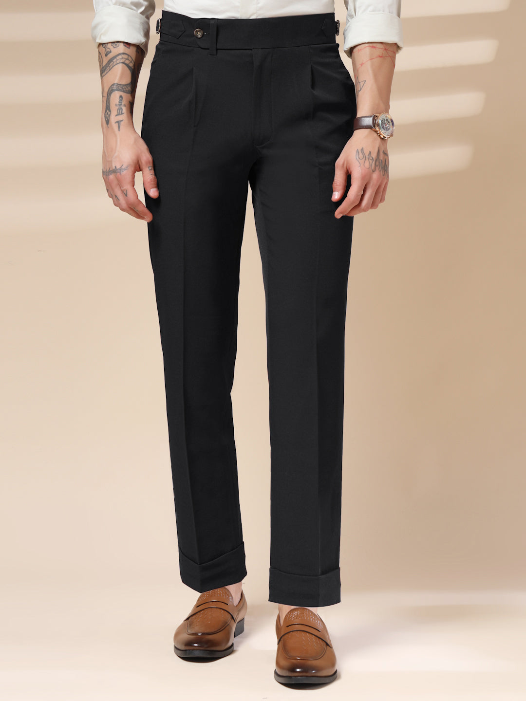 Black Italian Elegant Gurkha Trousers by ITALIAN VEGA®