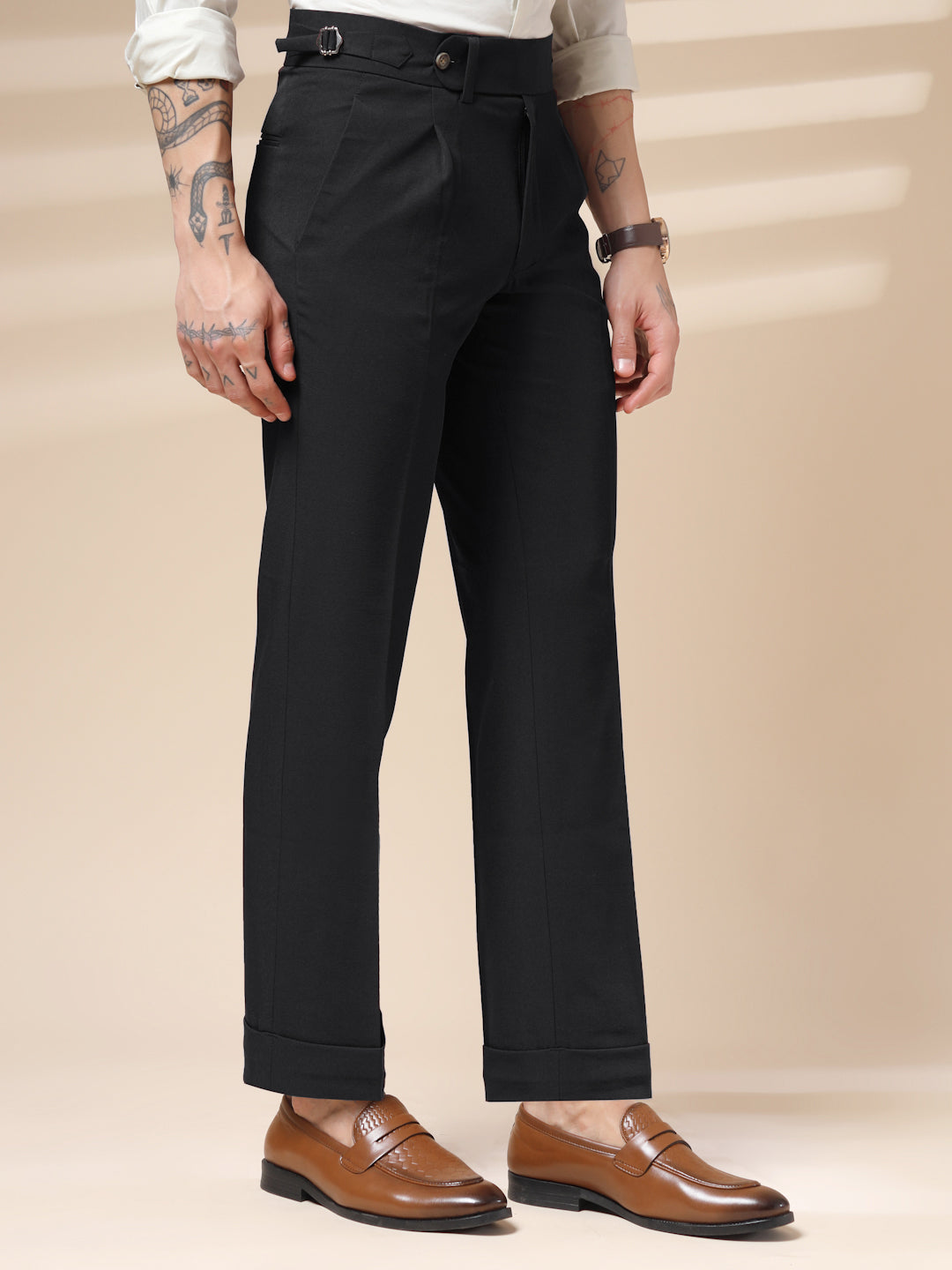 Black Italian Elegant Gurkha Trousers by ITALIAN VEGA®