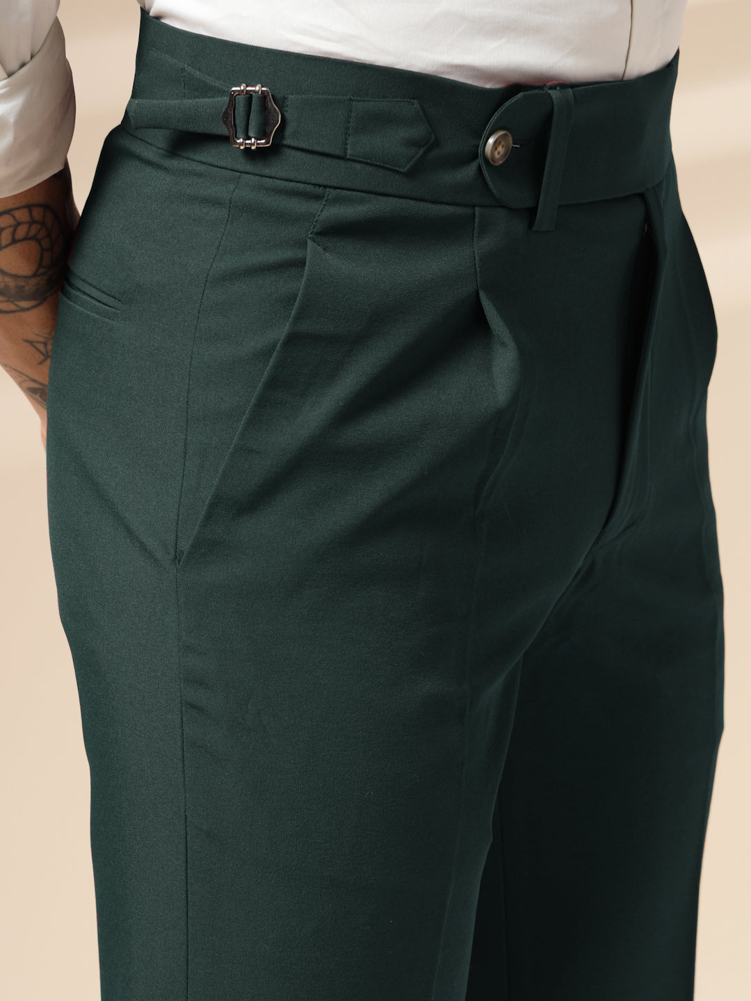 Bottle Green Italian Elegant Gurkha Trousers by ITALIAN VEGA®