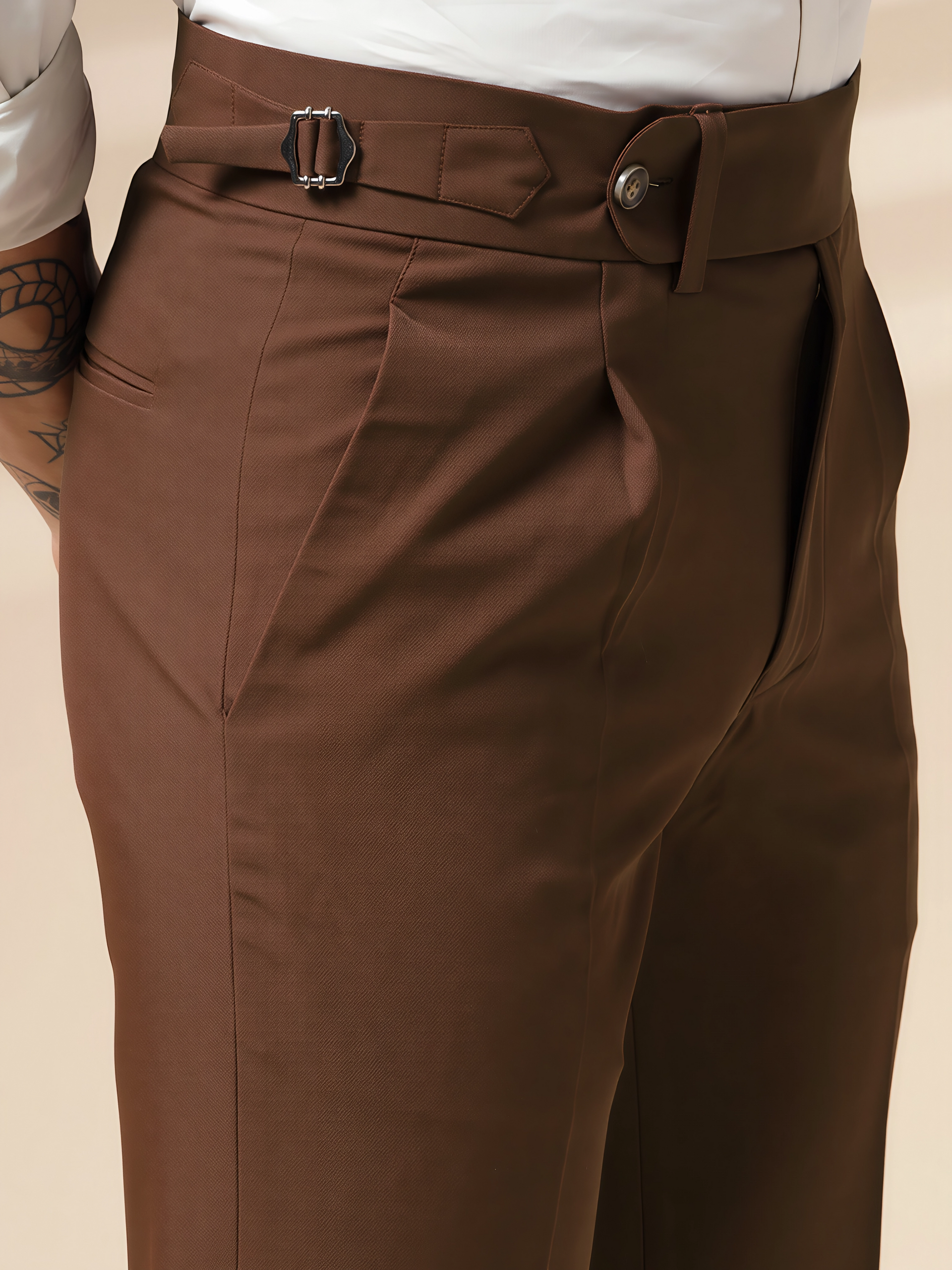 Brown Italian Elegant Gurkha Trousers by ITALIAN VEGA® – Italian Vega™