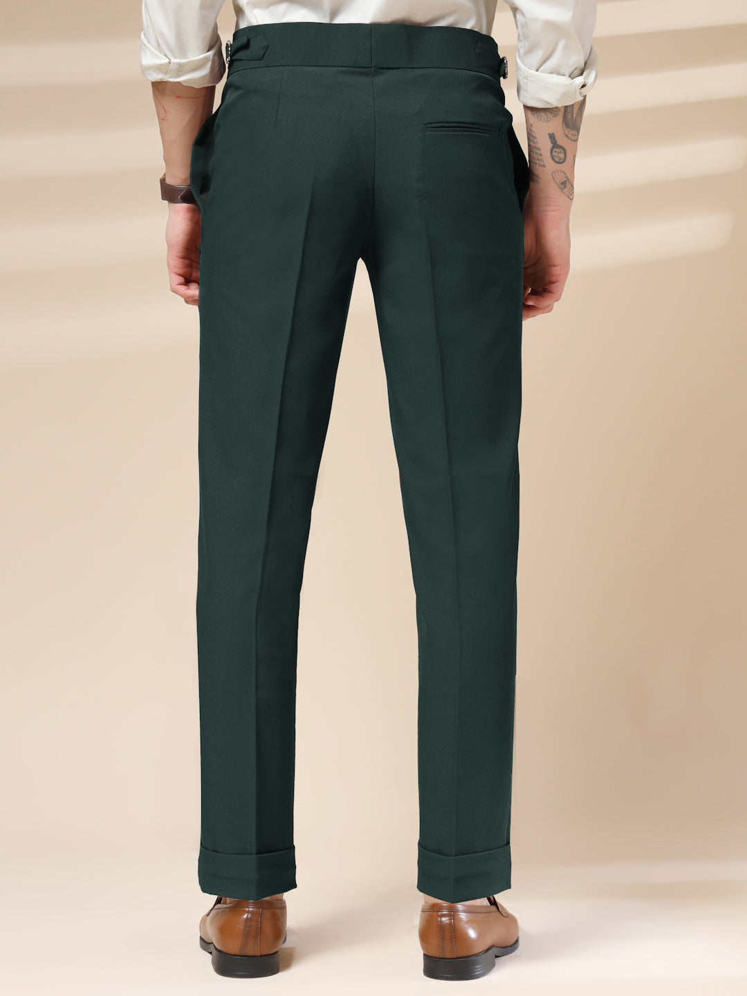 Bottle Green Italian Elegant Gurkha Trousers by ITALIAN VEGA®