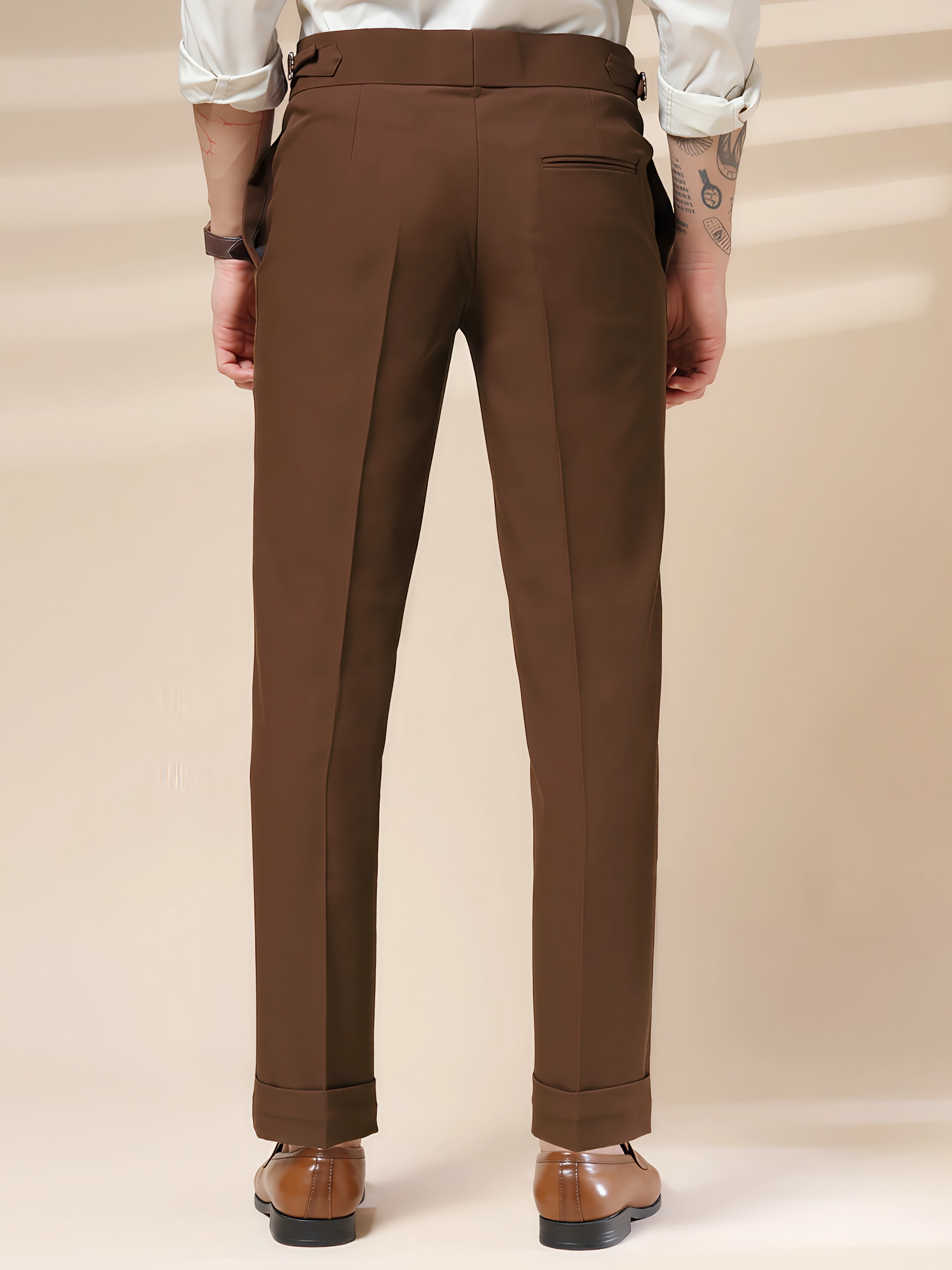 Brown Italian Elegant Gurkha Trousers by ITALIAN VEGA®