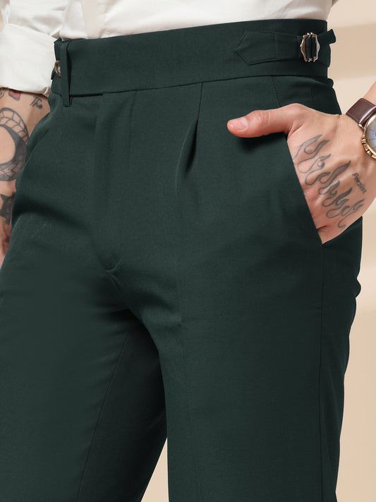 Bottle Green Italian Elegant Gurkha Trousers by Italian Vega®