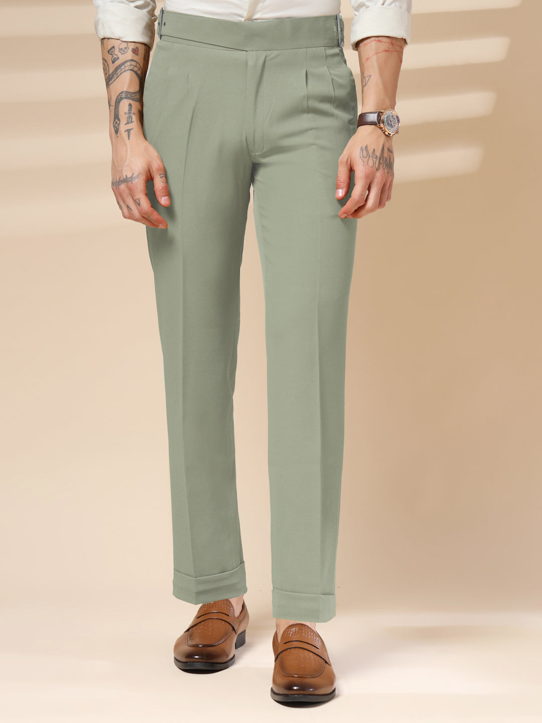 Lime Classic Buckle Gurkha Pants by ITALIAN VEGA®