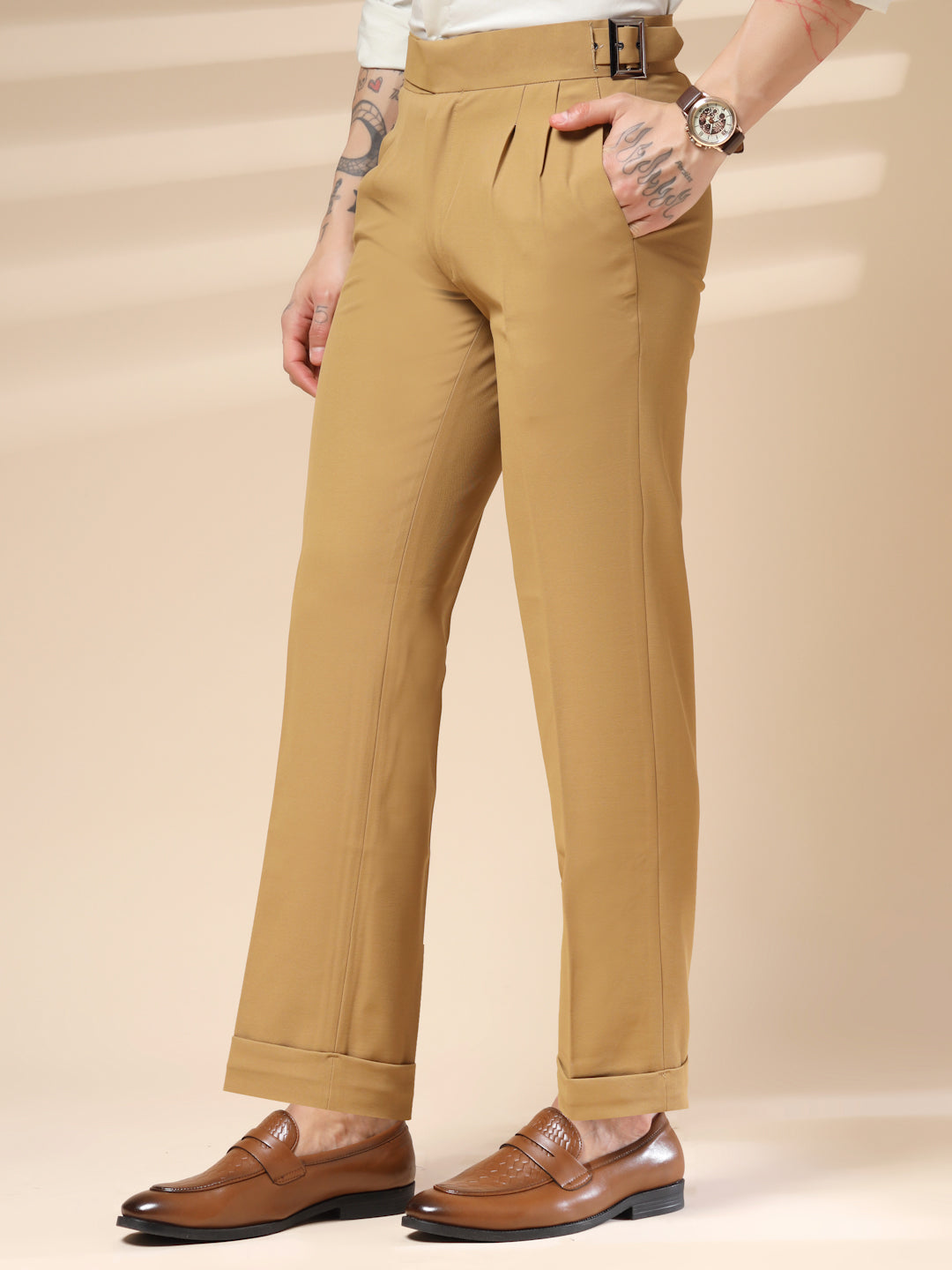 Camel Classic Buckle Gurkha Pants by ITALIAN VEGA®