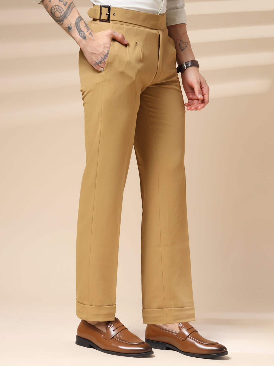 Camel Classic Buckle Gurkha Pants by ITALIAN VEGA®