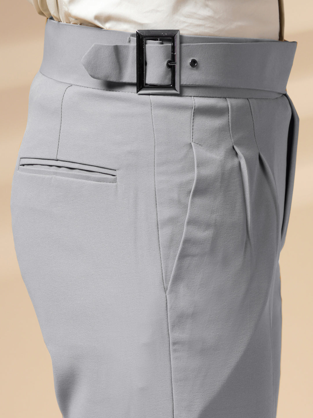Ash Grey Classic Buckle Gurkha Pants by ITALIAN VEGA®