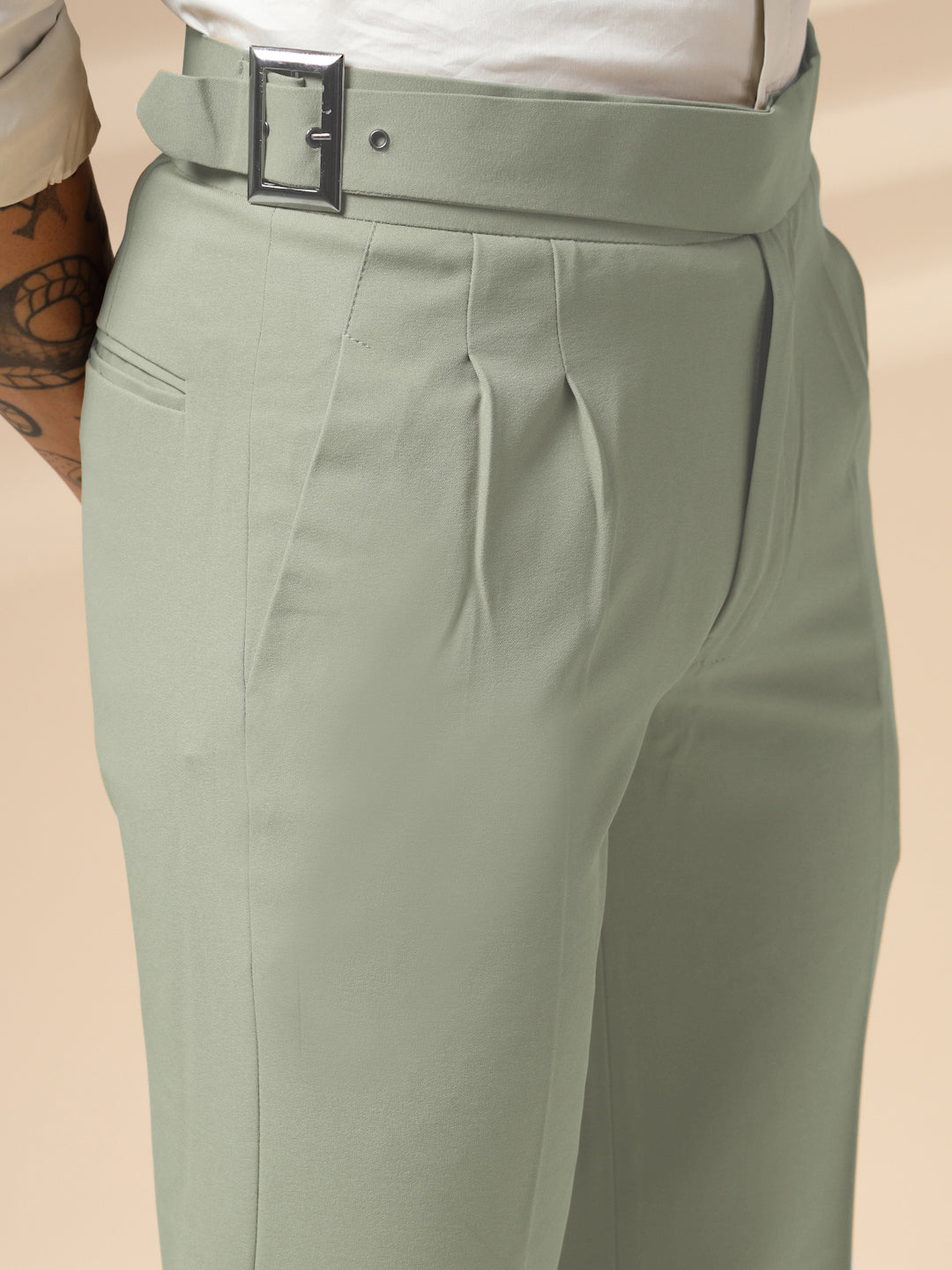 Lime Classic Buckle Gurkha Pants by ITALIAN VEGA®