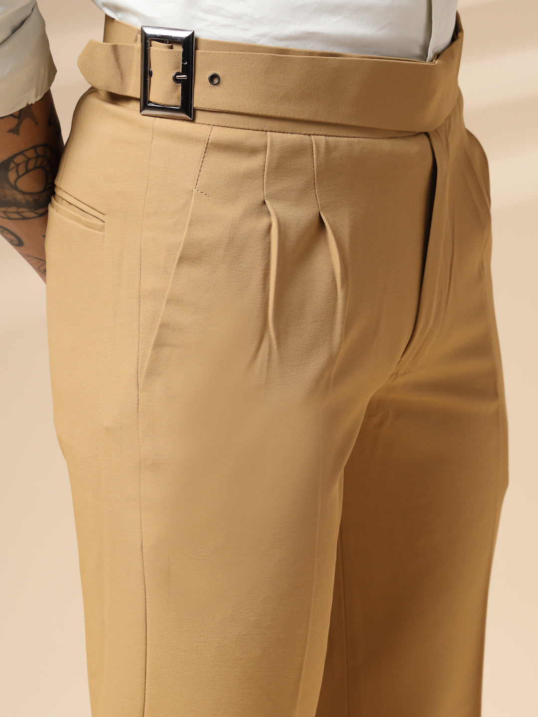 Camel Classic Buckle Gurkha Pants by ITALIAN VEGA®