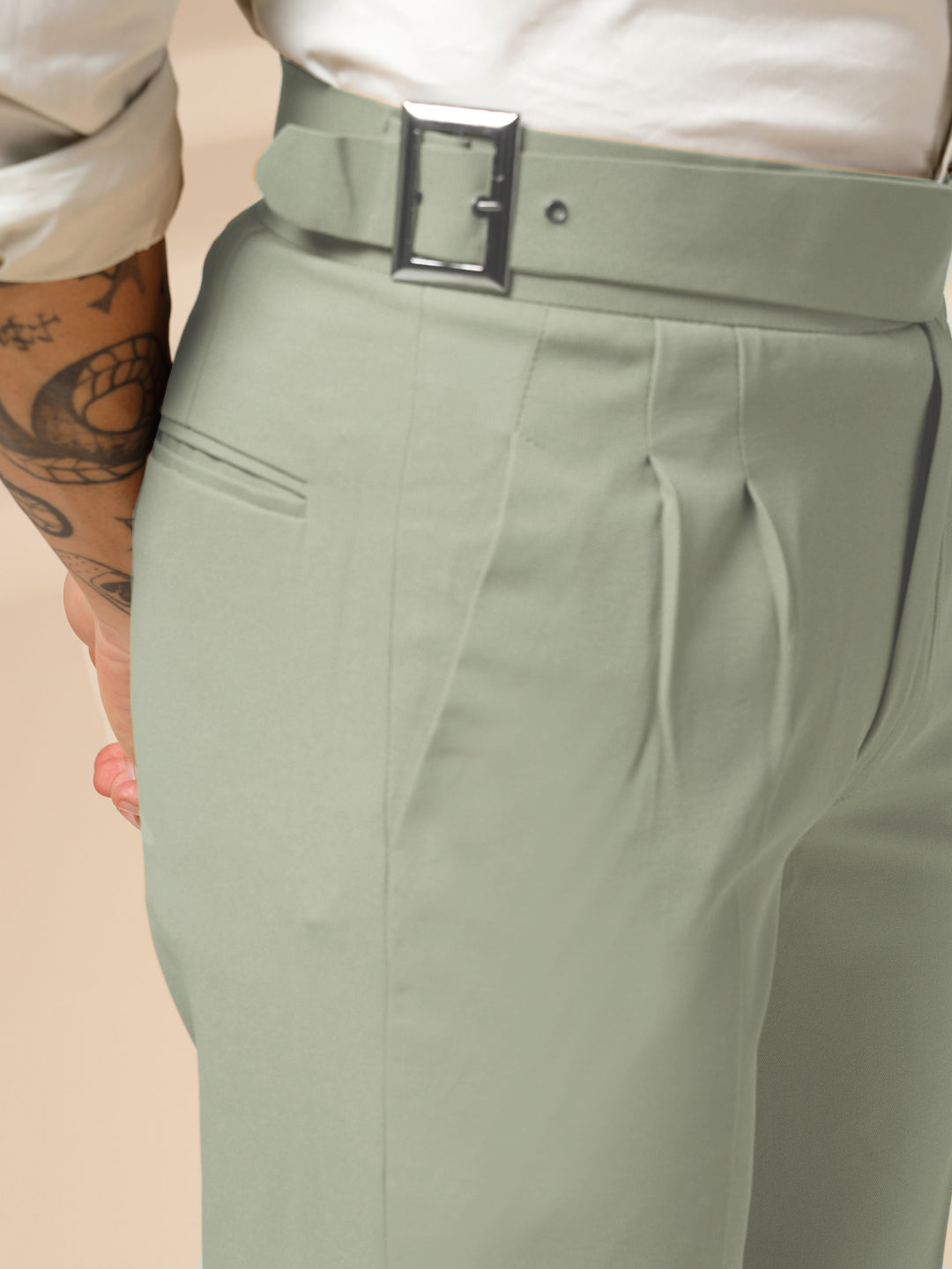Lime Classic Buckle Gurkha Pants by ITALIAN VEGA®