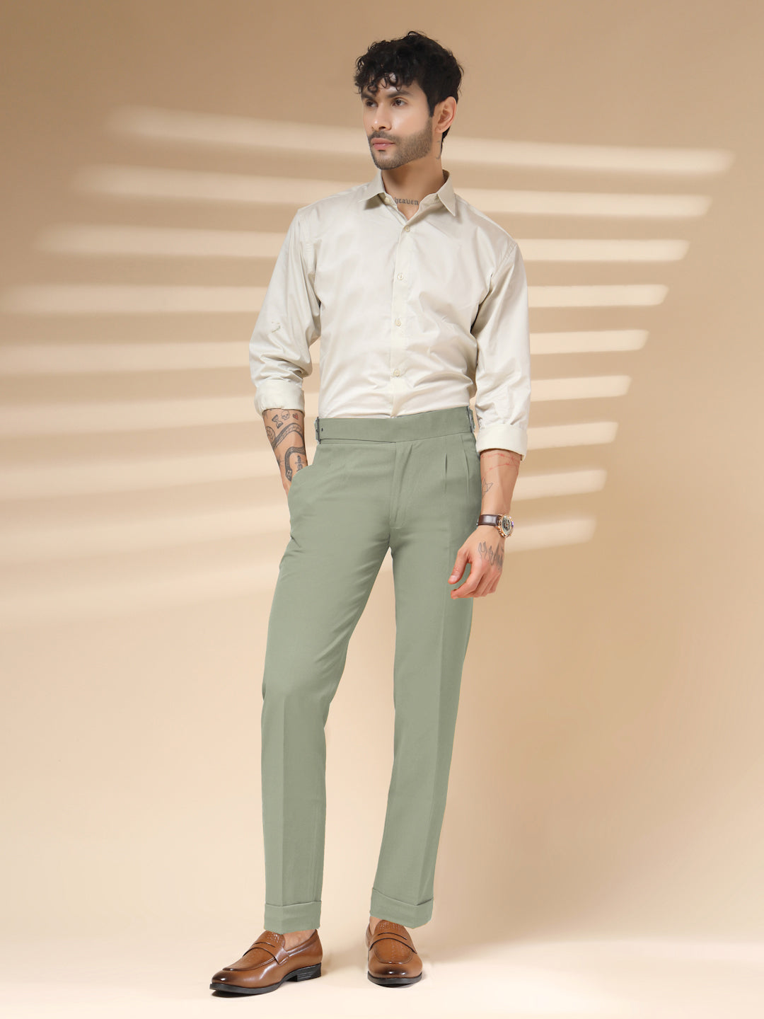 Lime Classic Buckle Gurkha Pants by ITALIAN VEGA®