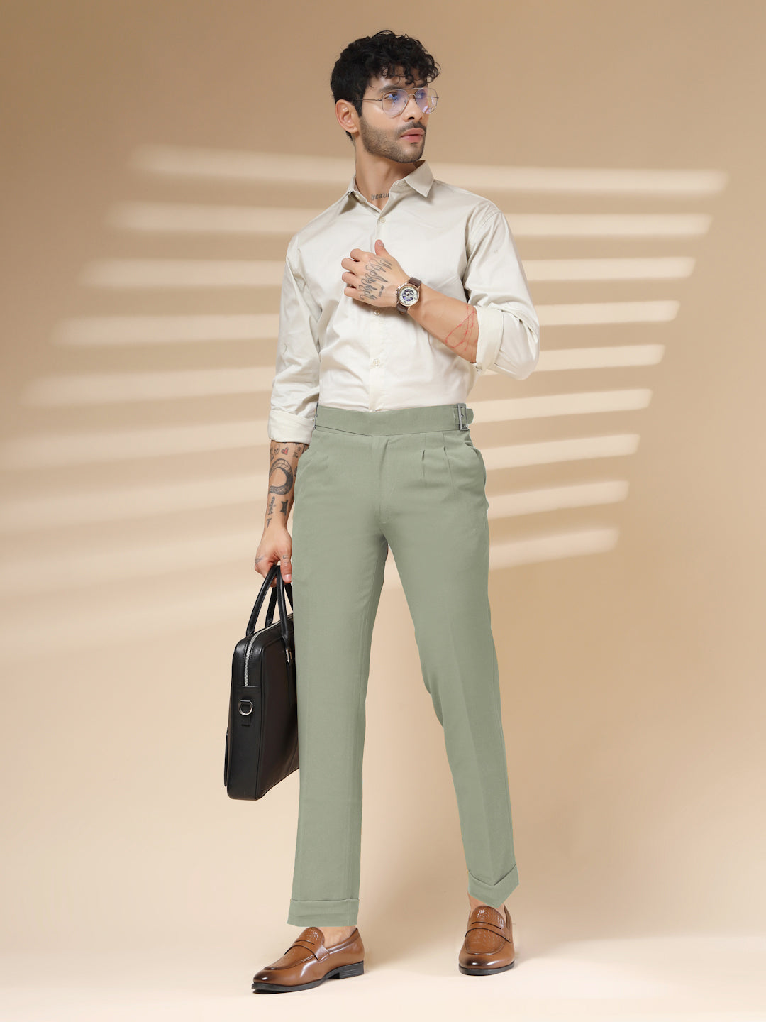 Lime Classic Buckle Gurkha Pants by ITALIAN VEGA®