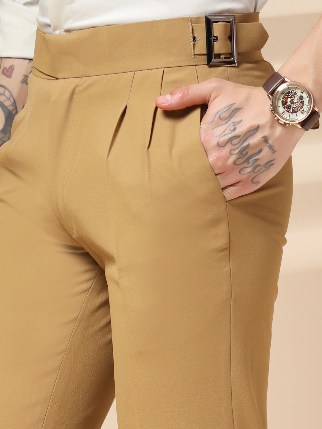 Camel Classic Buckle Gurkha Pants by ITALIAN VEGA®