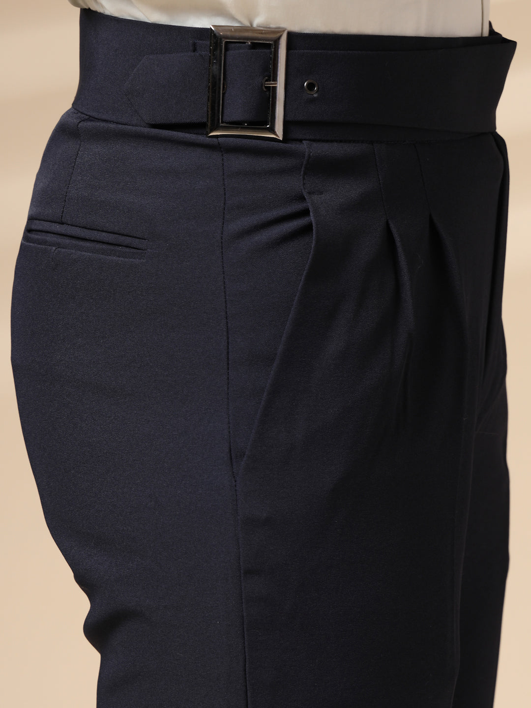 Navy Blue Classic Buckle Gurkha Pants by ITALIAN VEGA®