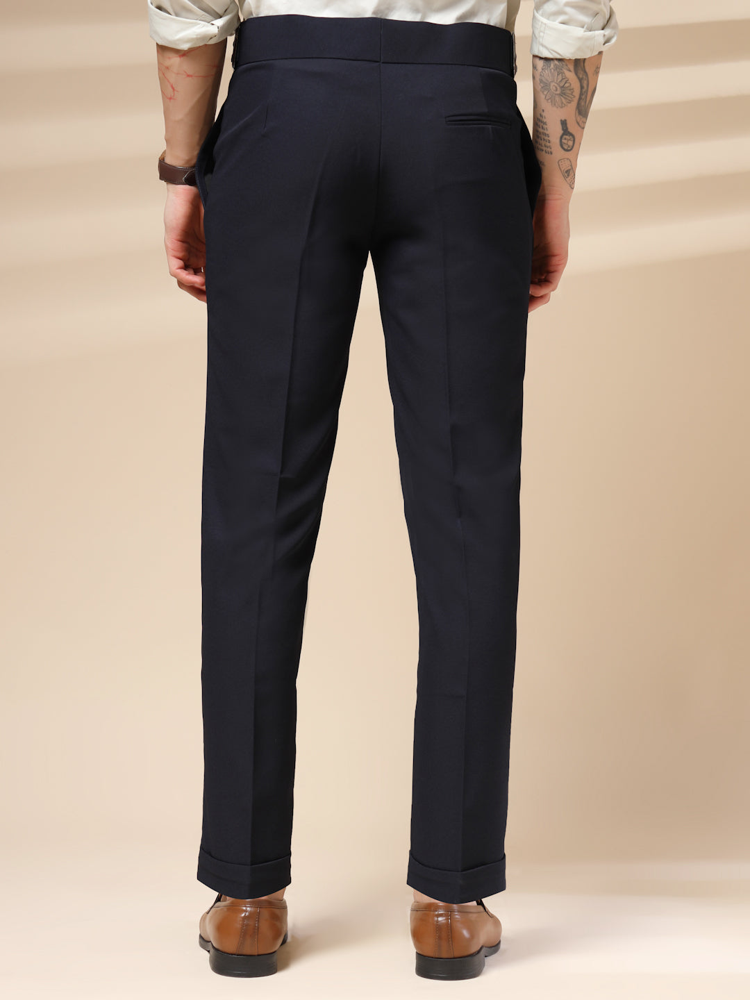 Navy Blue Classic Buckle Gurkha Pants by ITALIAN VEGA®