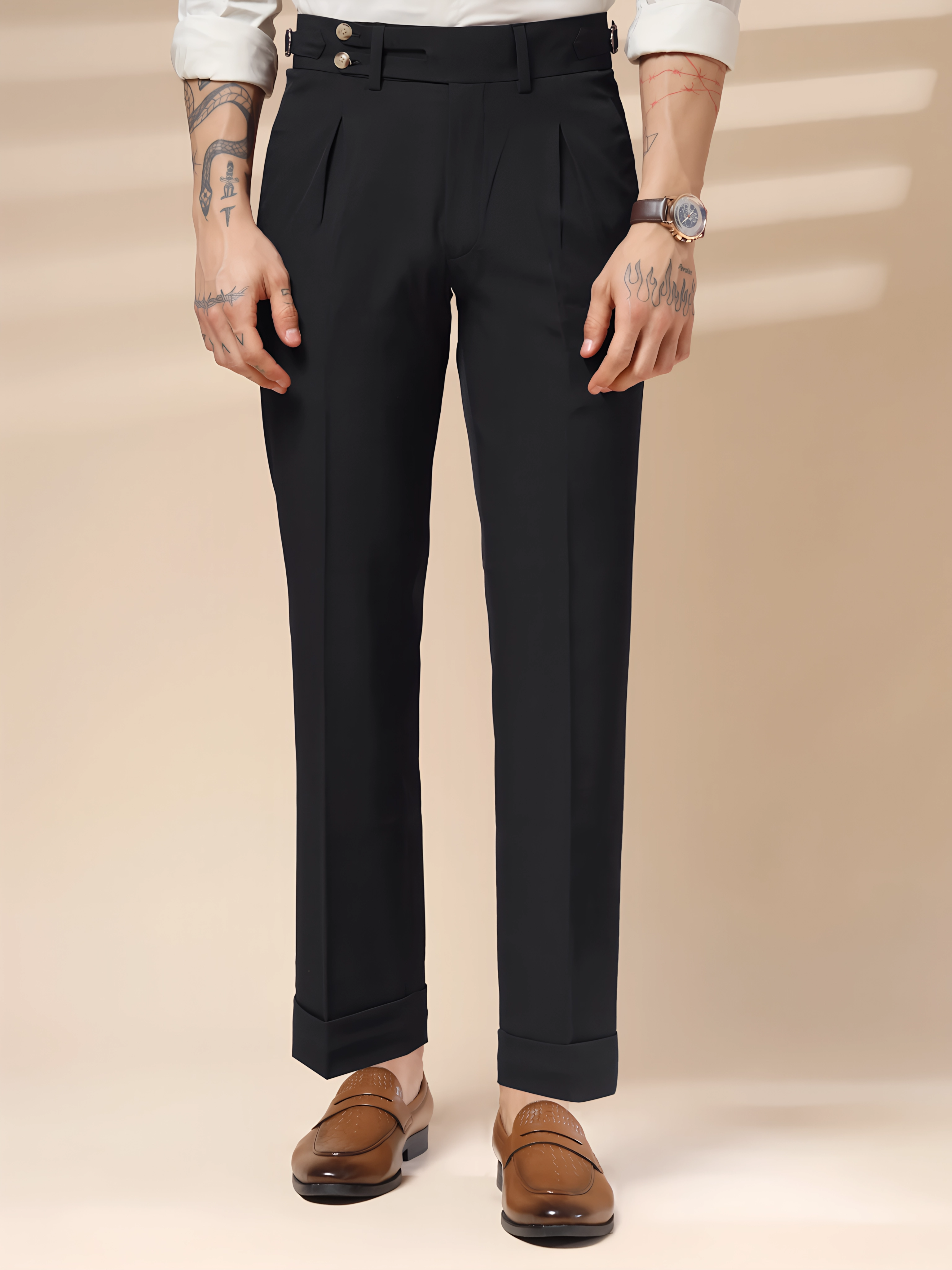 Black Double Buttoned Gurkha Pants by ITALIAN VEGA®