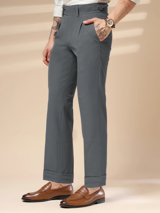 Stone Grey Double Buttoned GURKHA PANTS by ITALIANVEGA™