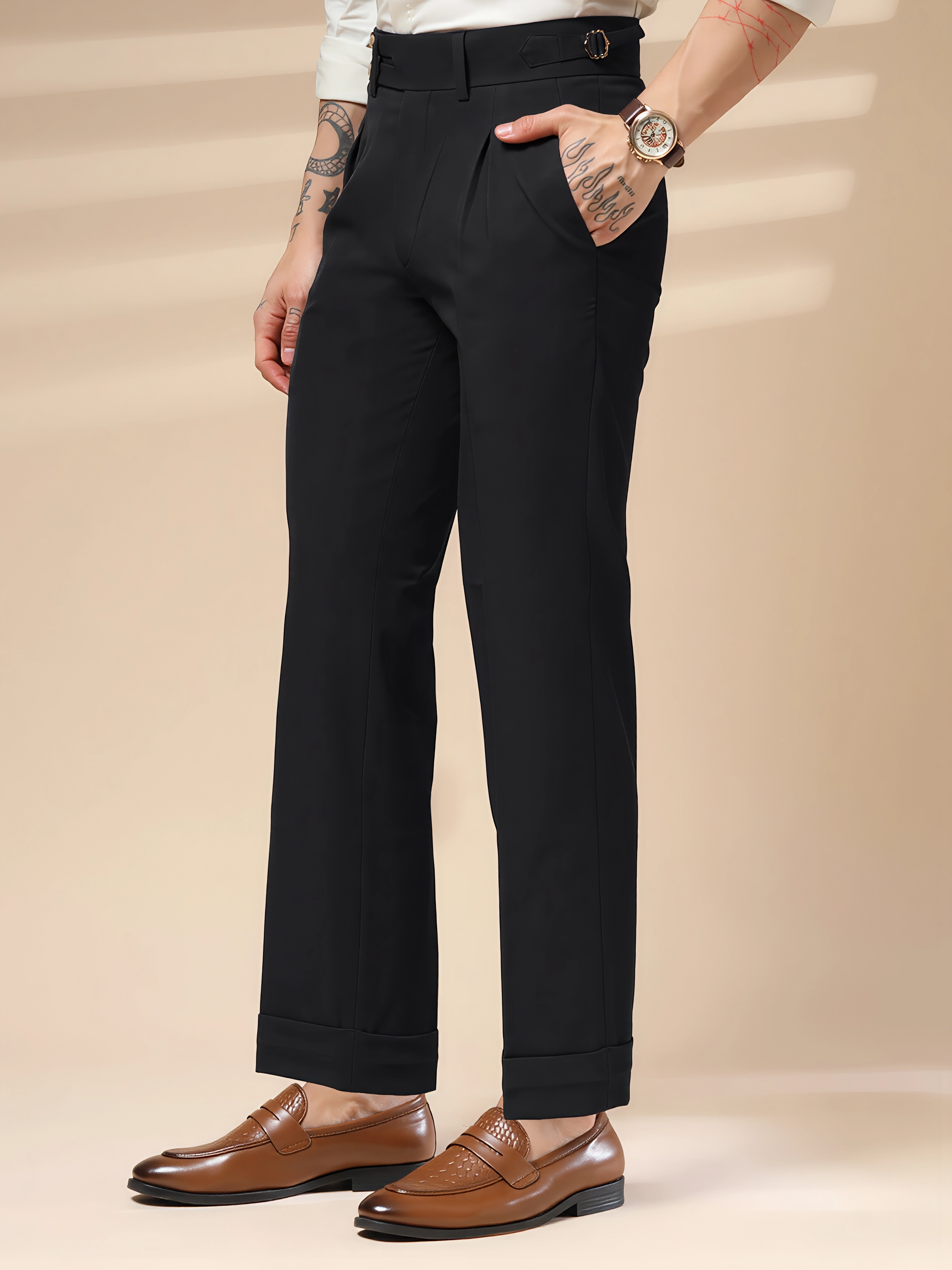 Black Double Buttoned Gurkha Pants by ITALIAN VEGA®