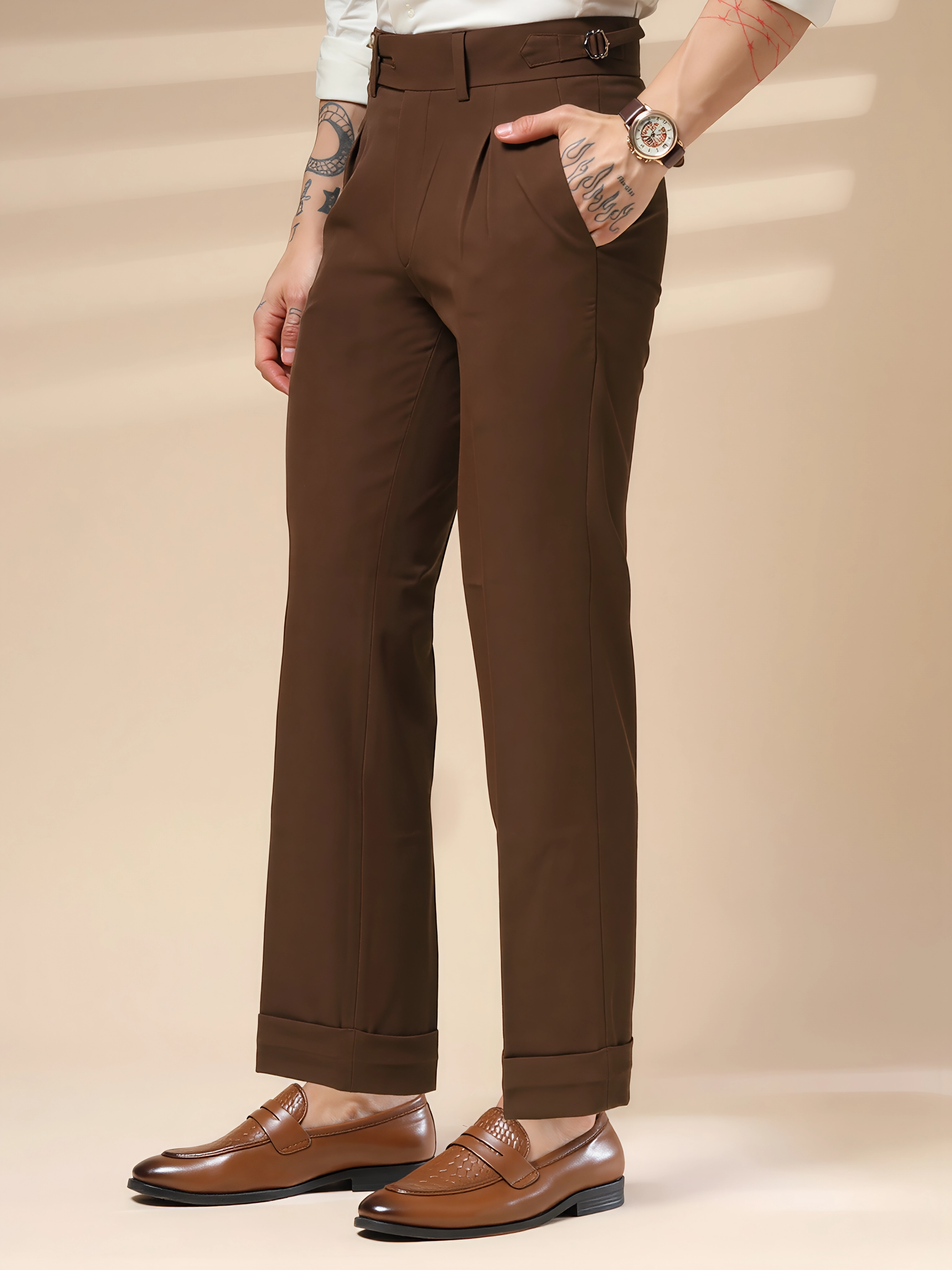 Brown Double Buttoned Gurkha Pants by ITALIAN VEGA®