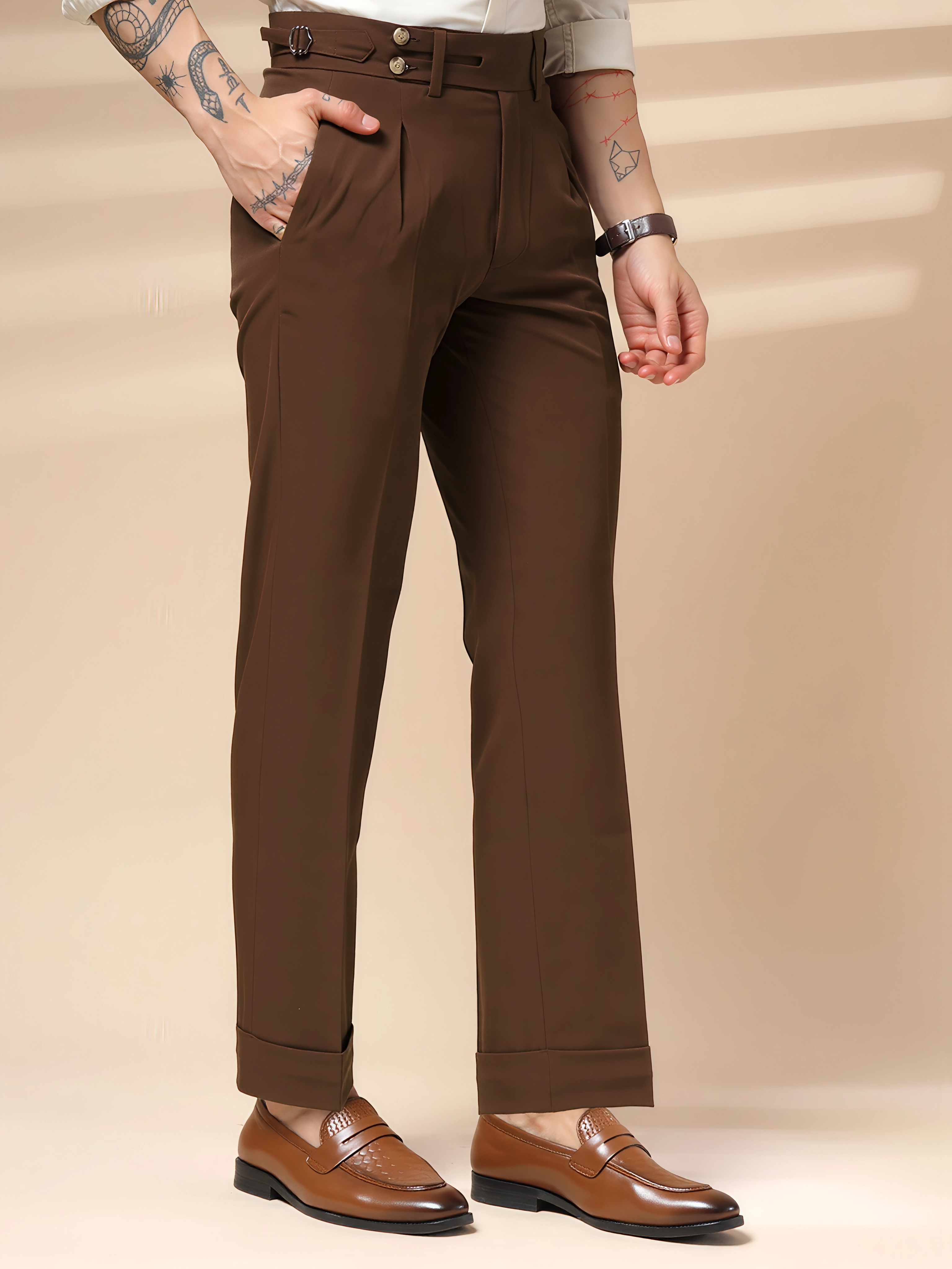 Brown Double Buttoned Gurkha Pants by ITALIAN VEGA®