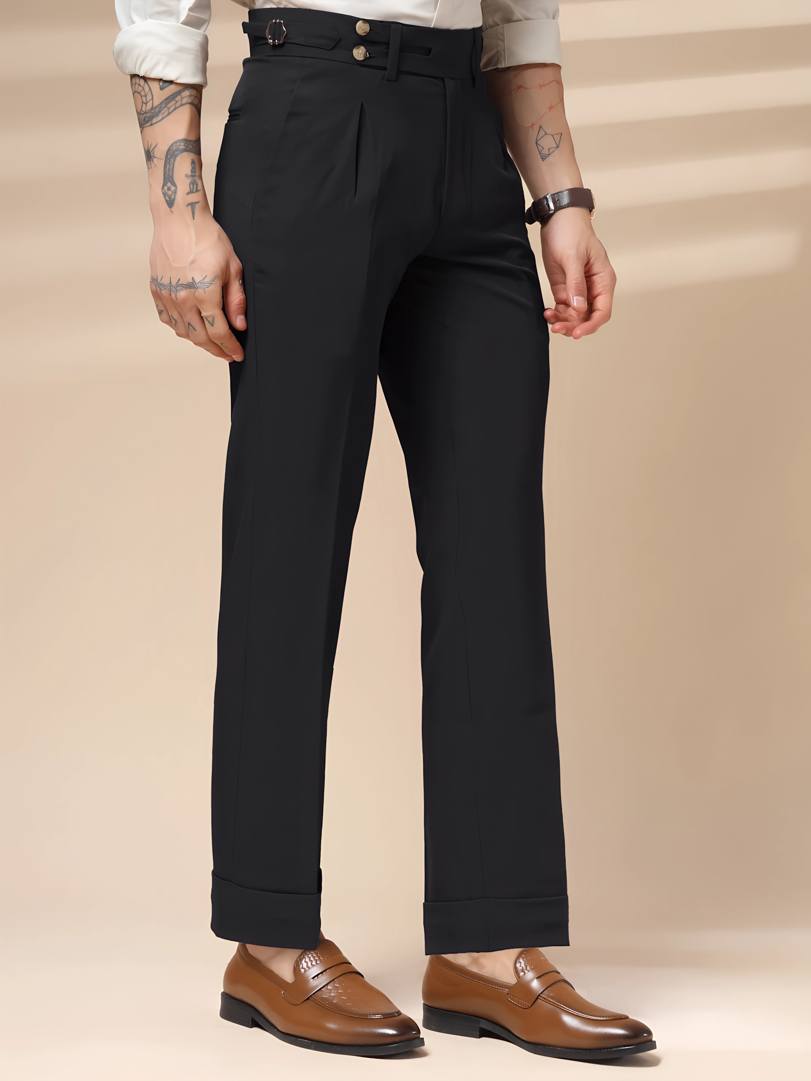 Black Double Buttoned Gurkha Pants by ITALIAN VEGA®