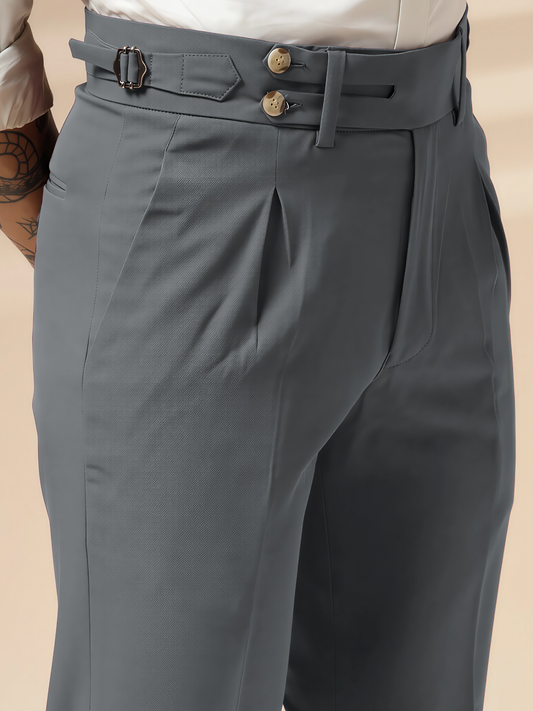 Stone Grey Double Buttoned GURKHA PANTS by ITALIANVEGA™