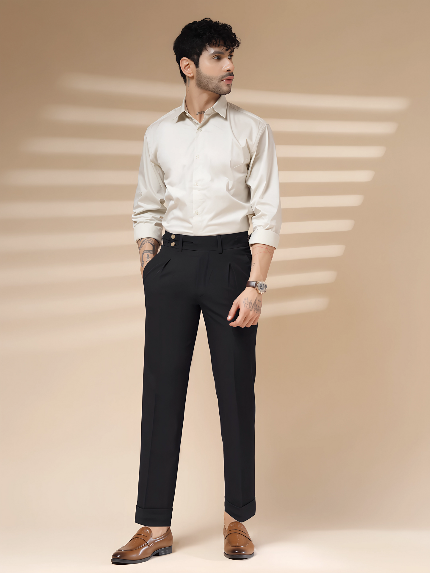 Black Double Buttoned GURKHA PANTS by ITALIANVEGA™