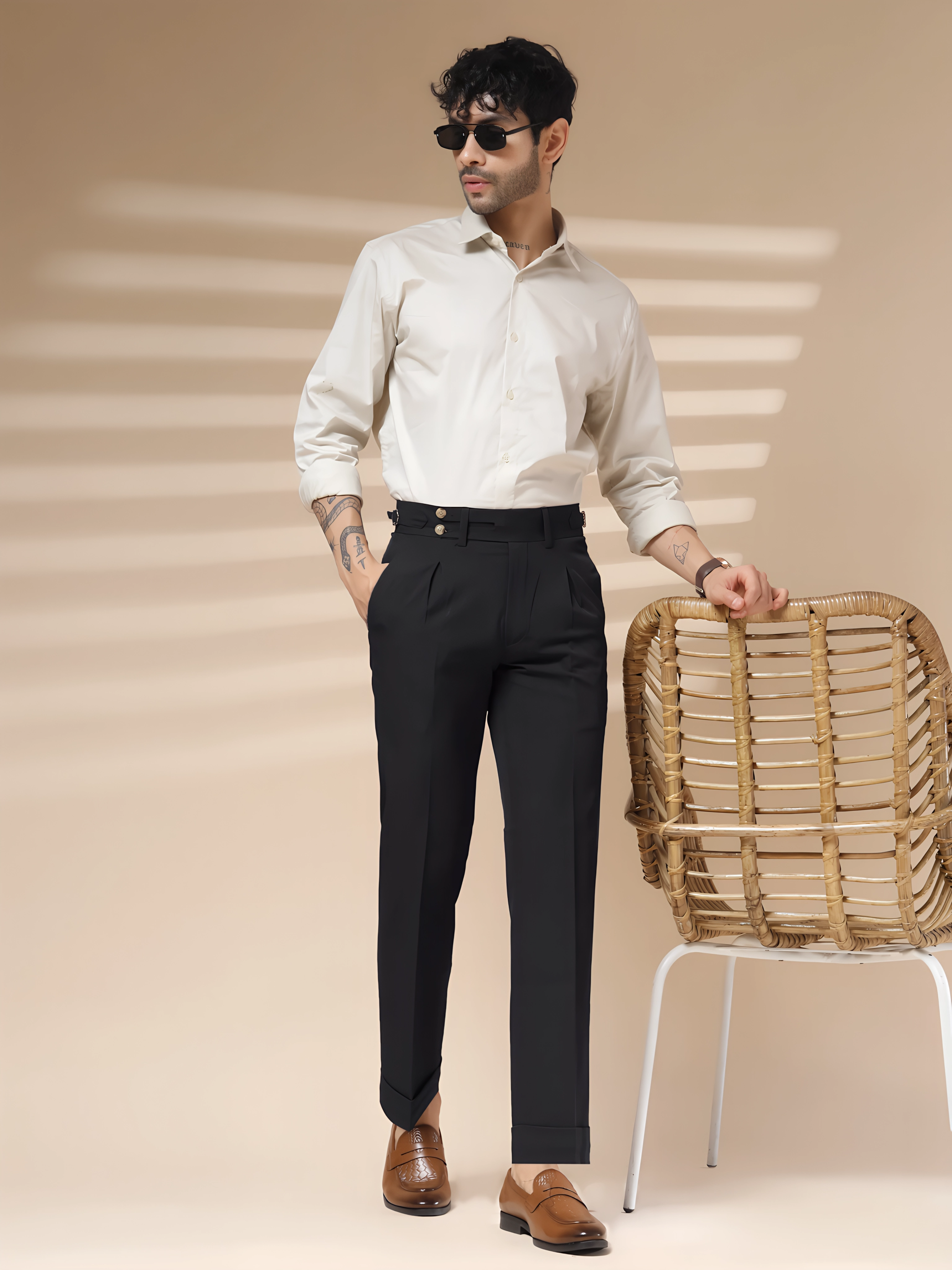 Black Double Buttoned Gurkha Pants by ITALIAN VEGA®