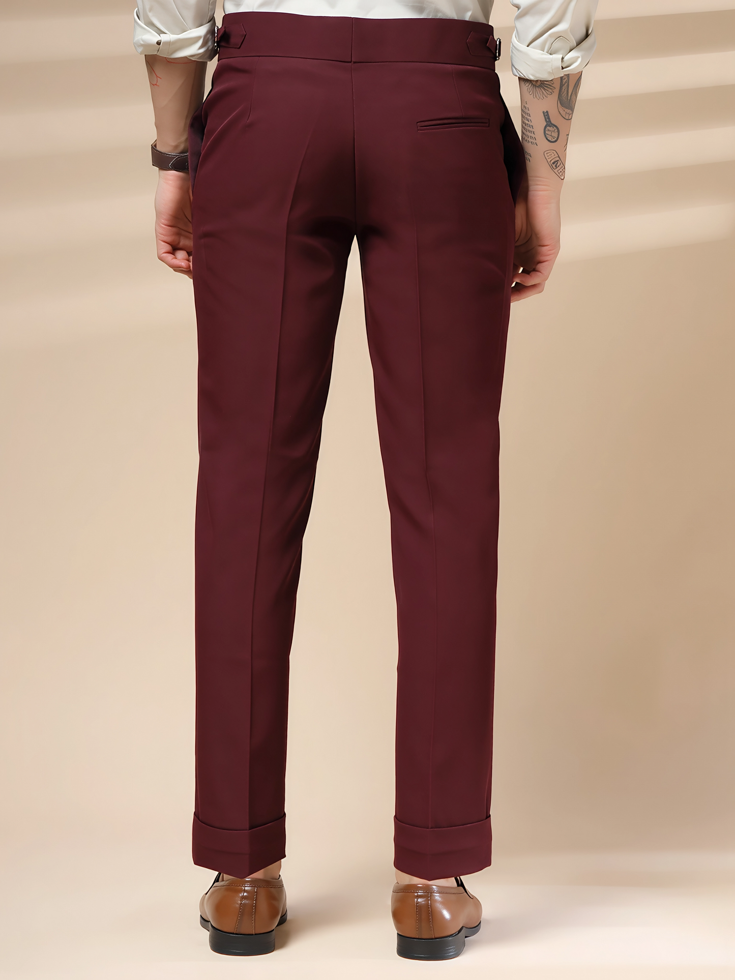 Wine Double Buttoned GURKHA PANTS by ITALIANVEGA™